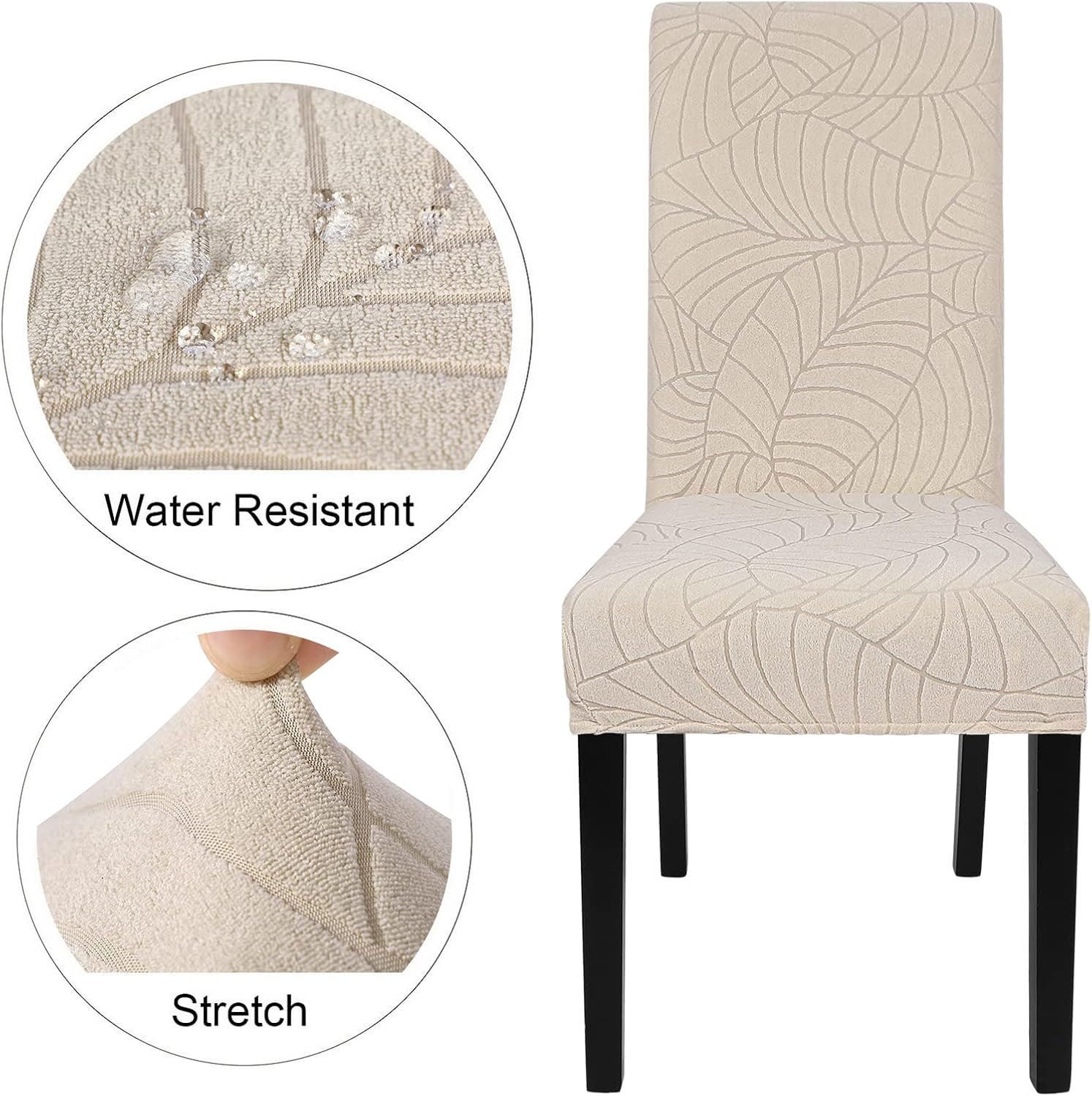 SearchI Juego de 6 fundas impermeables para sillas Parsons de tela jacquard, fundas elásticas para sillas Parsons de tela jacquard, extraíbles y