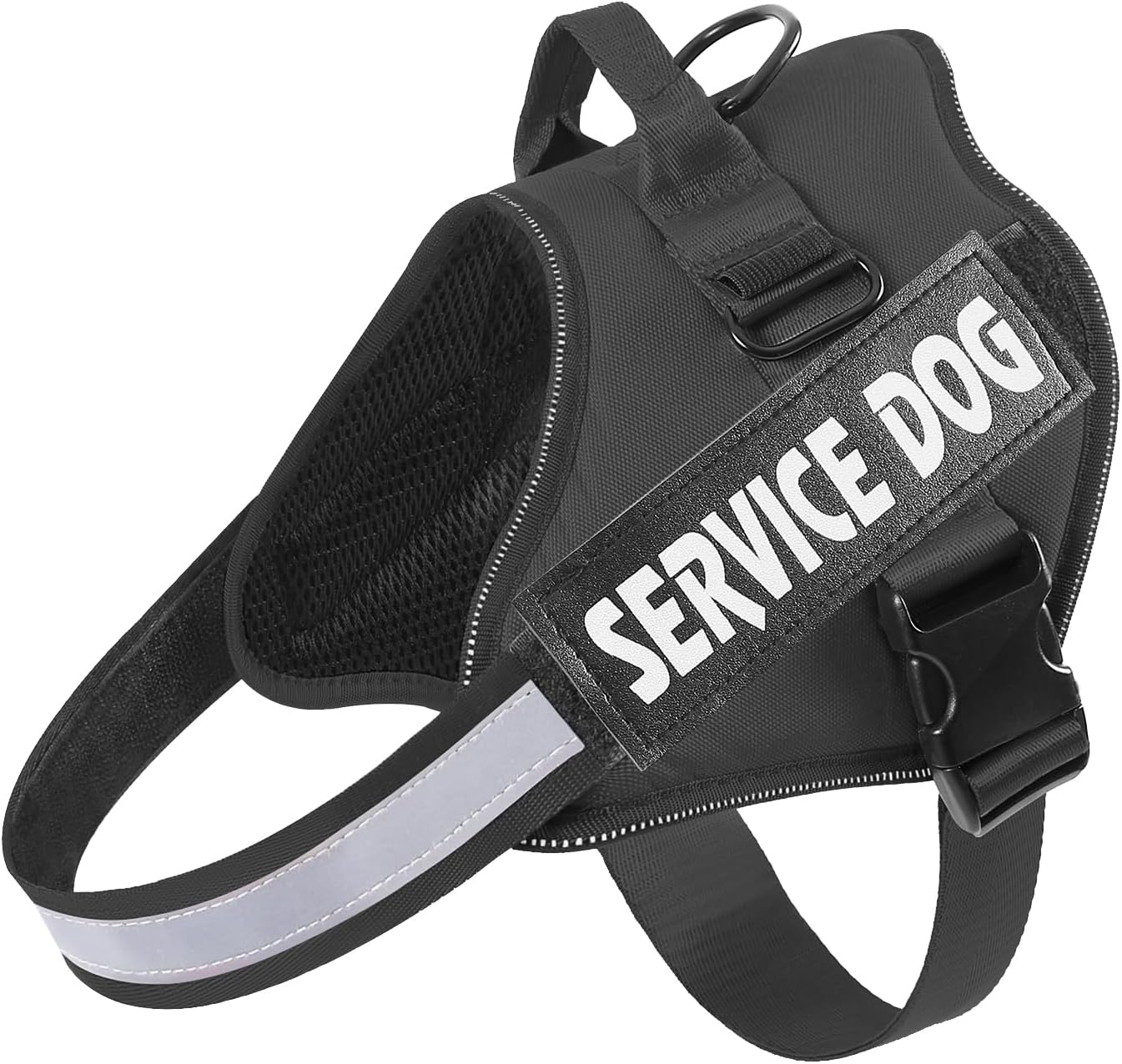 MUMUPET Arnés para perro de servicio, chaleco reflectante sin tirones, arnés transpirable ajustable para mascotas con asa para caminar al aire