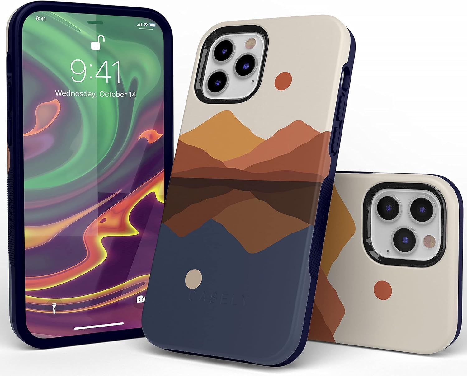 Casely Funda para iPhone 12 Pro Max  Los opuestos atraen  Funda de montaña con bloques de color de día y noche