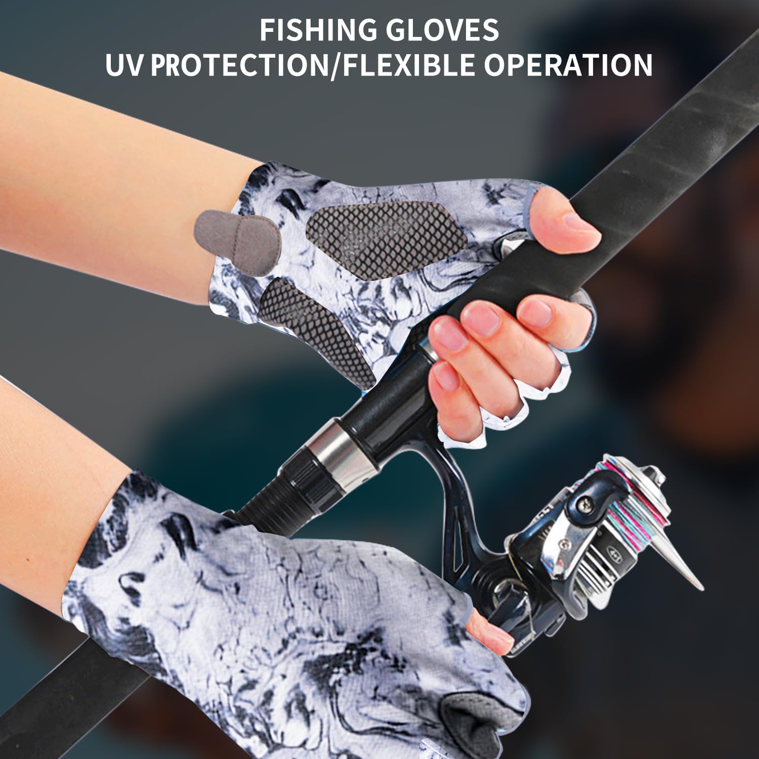 ievei Guantes solares UPF 50+, guantes de pesca, protección solar sin dedos, protección UV, guantes de pesca para hombres y mujeres para kayak,