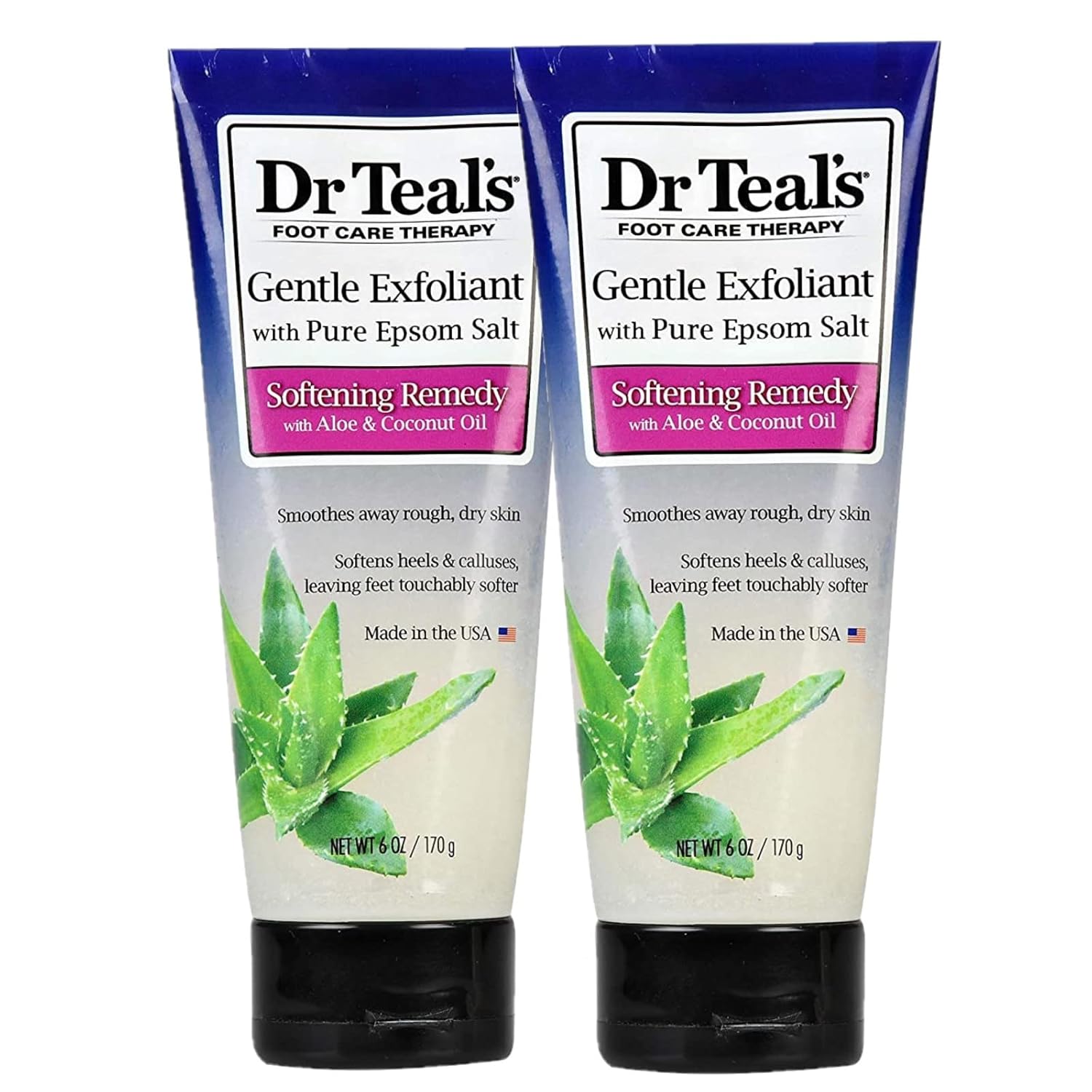 Dr. Teals – Juego de regalo de aceite de coco suavizante para pies (paquete de 2, 6 onzas cada una)  Aceites de coco esenciales y aloe vera reponen
