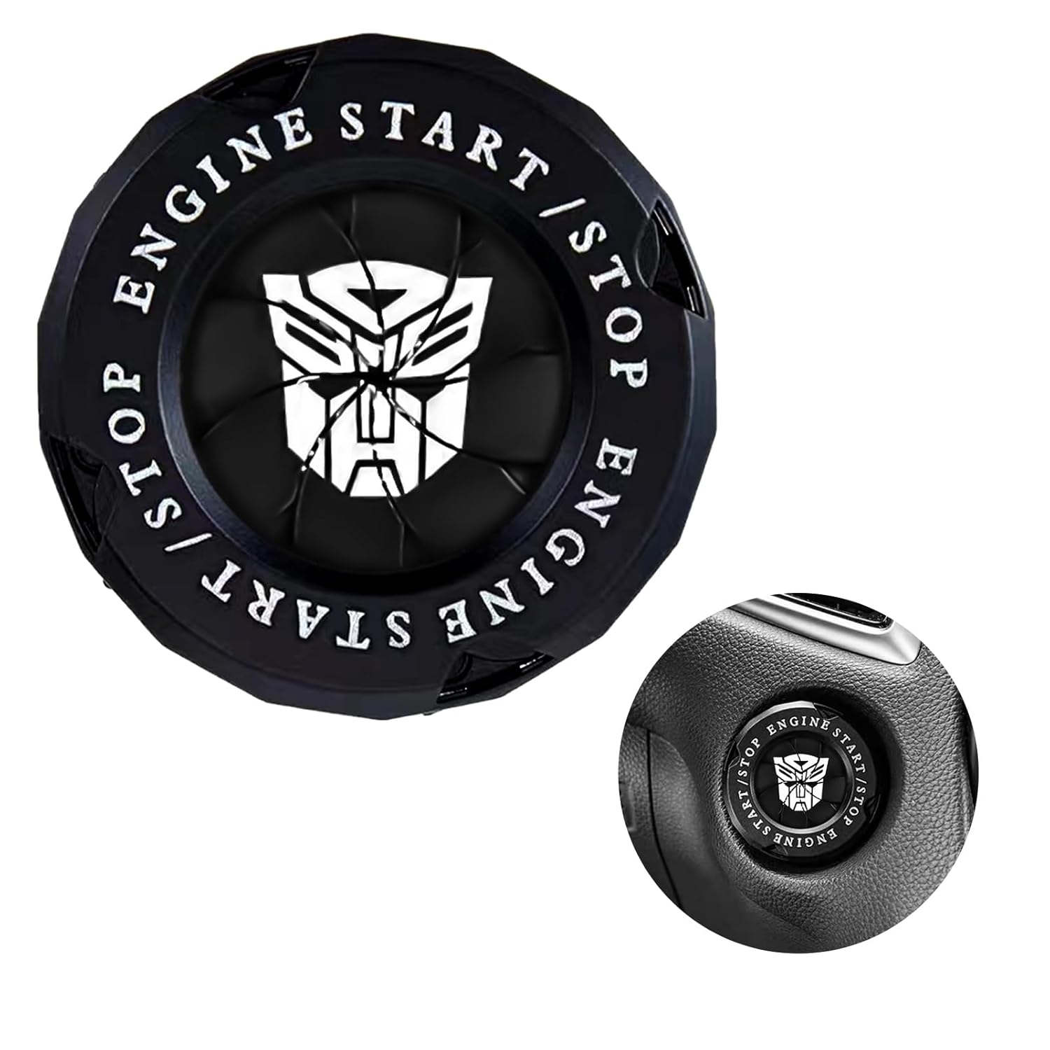 Cubierta de botón de arranque giratorio, cubierta universal para botón de arranque del motor de automóvil, Autobots Pegatinas para coche, decoración