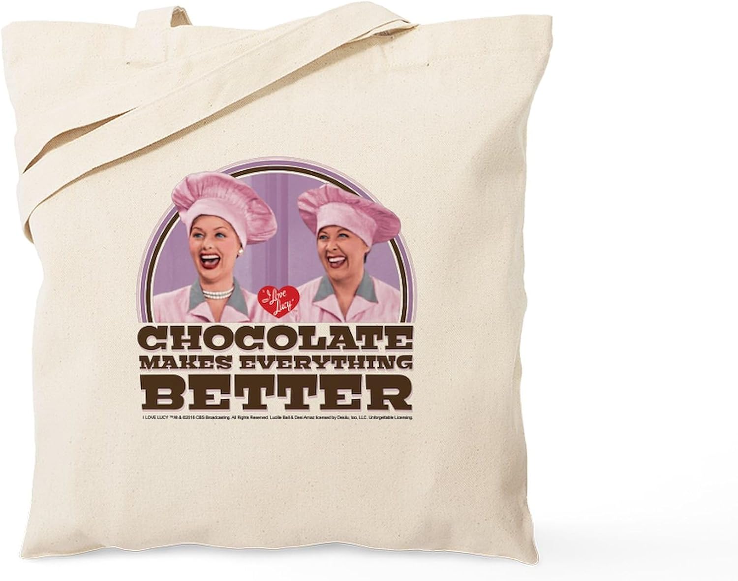 CafePress I Love Chocolate Tote Bag Bolsa de lona natural, bolsa de compras de tela