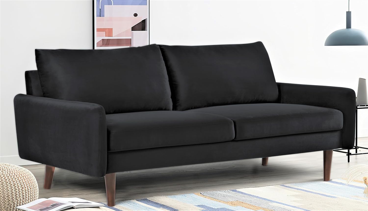 Container Furniture Direct Kent – Sofá de terciopelo para salas de estar modernas y espacios compactos, cómodo sofá de 3 plazas, muebles de estudio