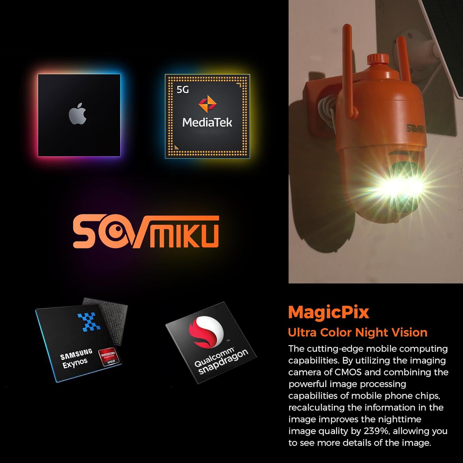Sovmiku Hephaestus X1 2K Cámara de seguridad solar de defensa activa inalámbrica para exteriores, 2 años de almacenamiento en la nube gratuito,