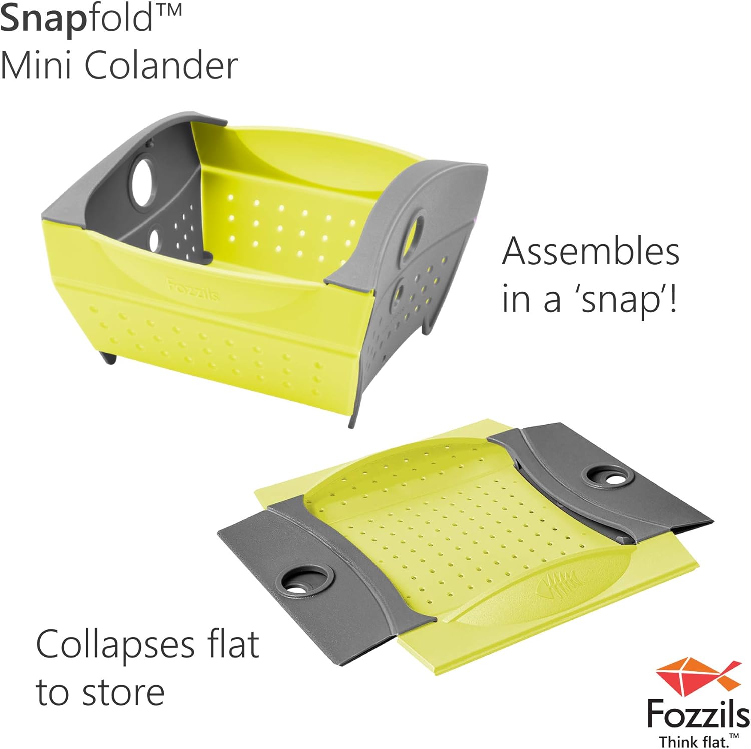 Fozzils Mini colador Snap Fold de 1 cuarto de galón, verde (516119)