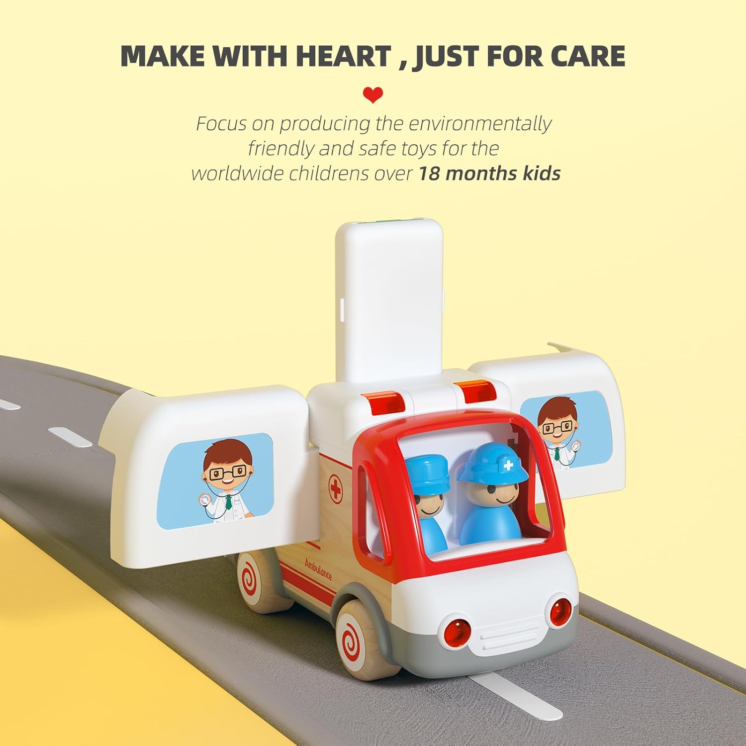 Juguetes de autos para niños de 2, 3, 4, 5 años, camión de ambulancia con sonido y luz, juguete de aprendizaje temprano, vehículos de plástico y