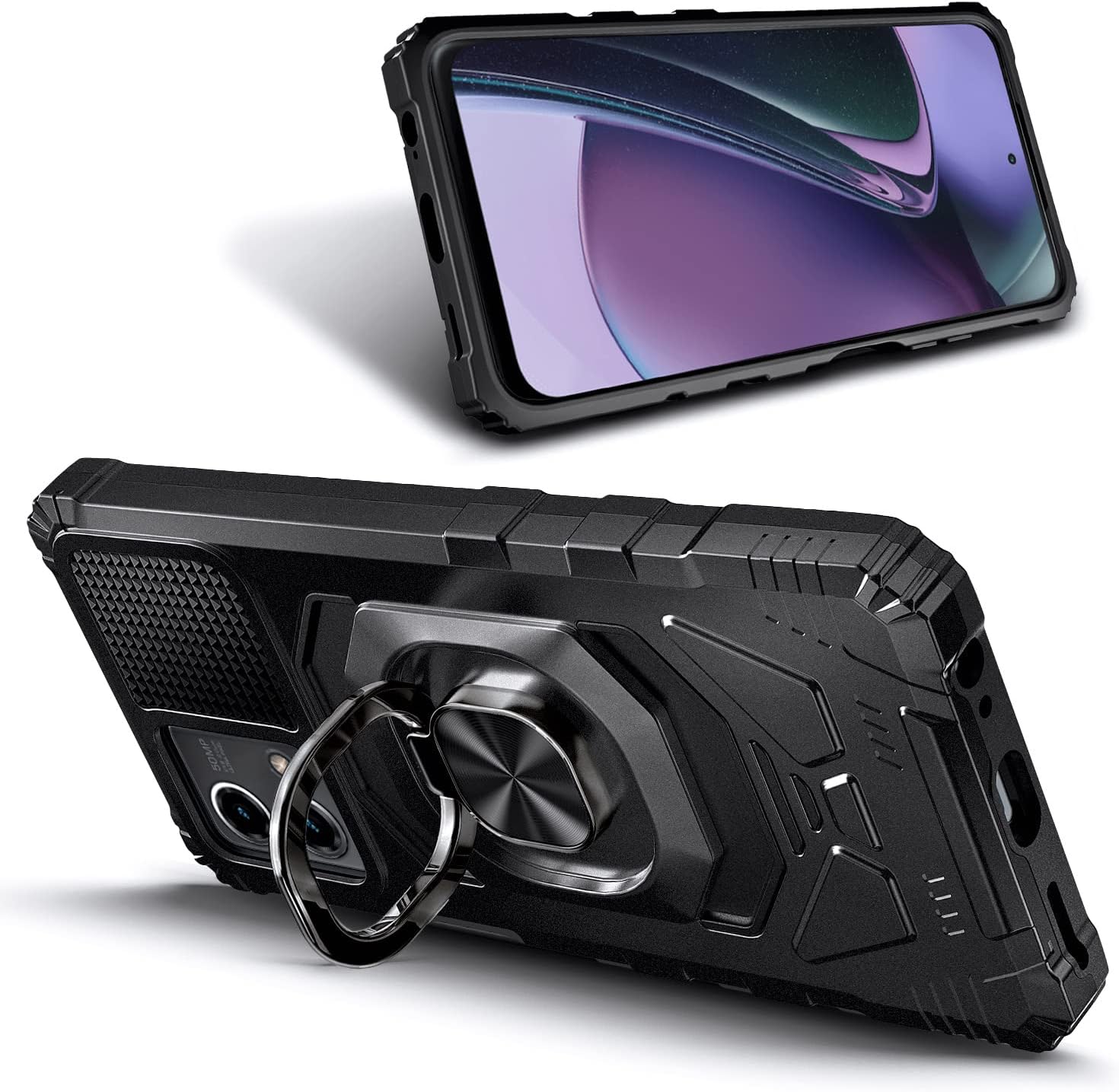Funda compatible con Motorola Moto G Stylus 5G (2023) con protector de pantalla de vidrio templado (cobertura máxima), protección de cuerpo completo