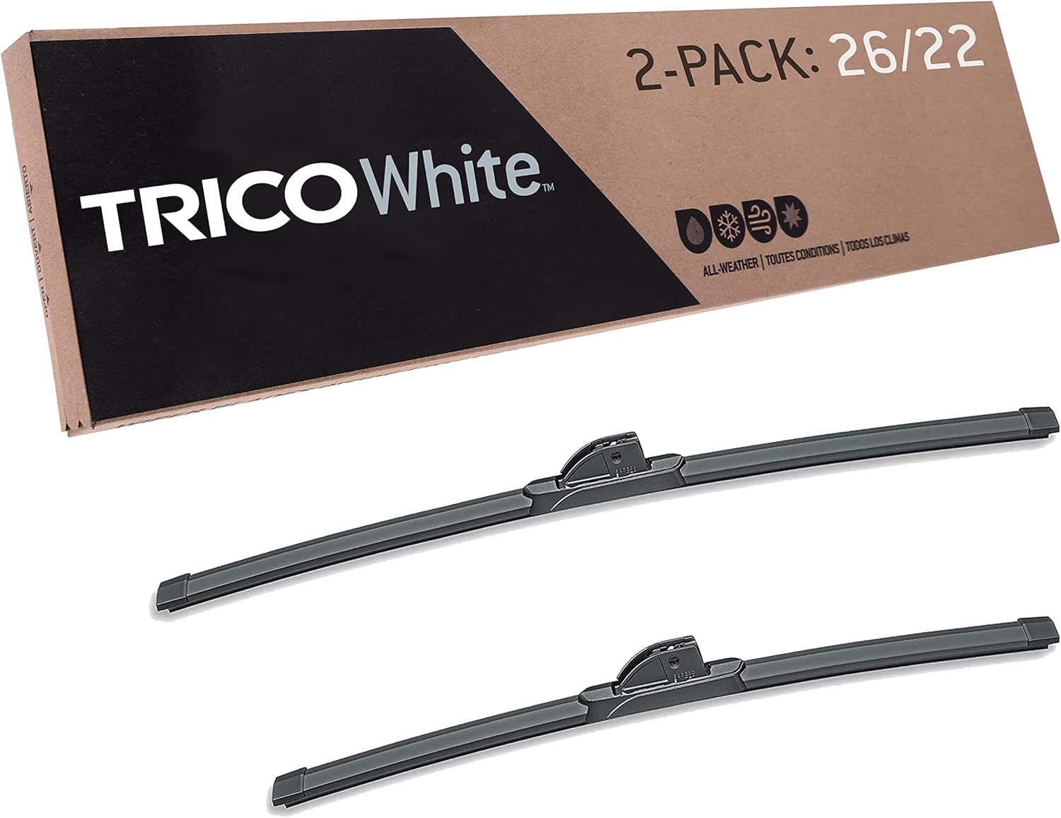 TRICO White – Paquete de 2 limpiaparabrisas de repuesto para automóvil de invierno de 26 y 22 pulgadas, para clima extremo, para mi automóvil