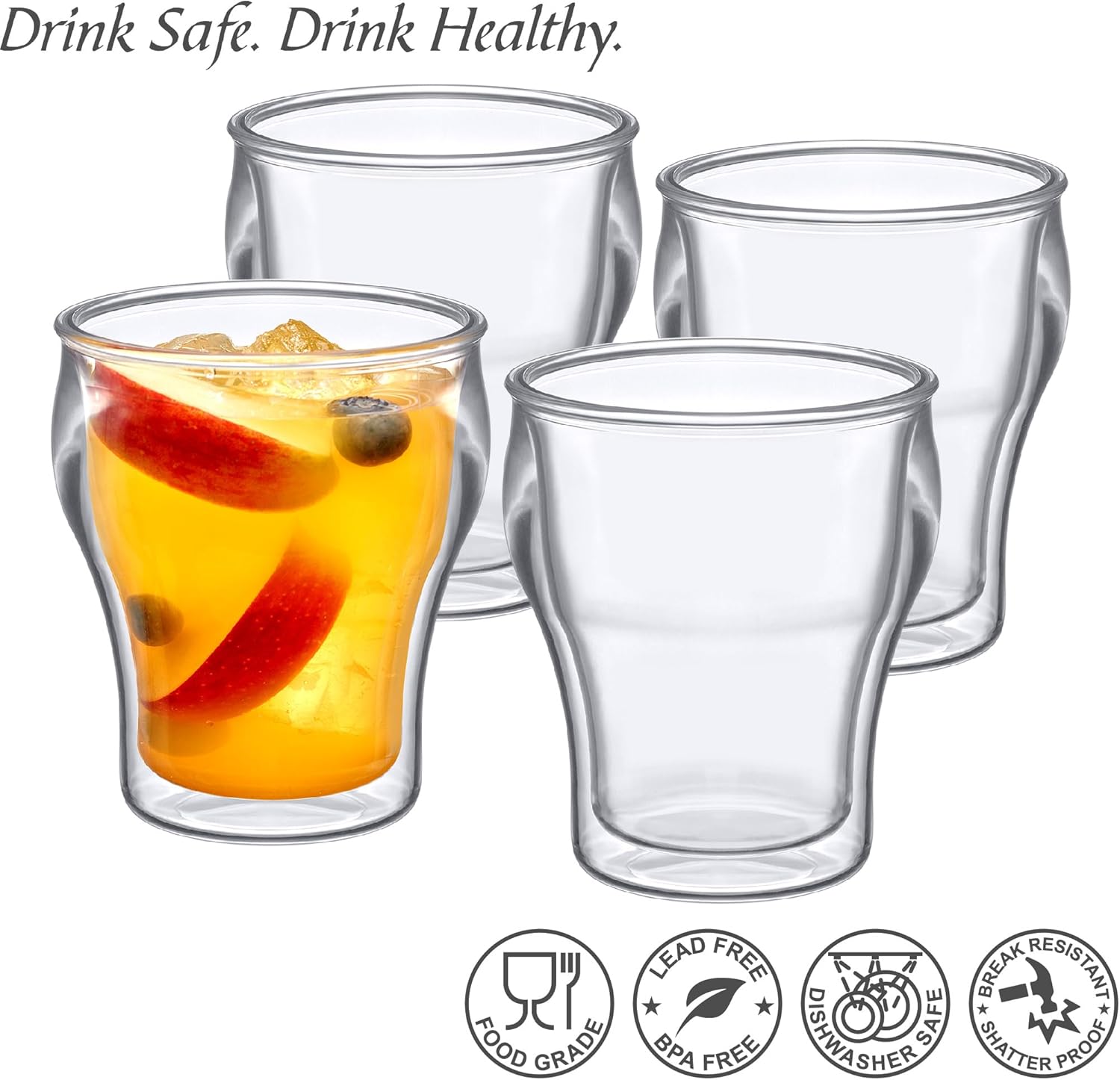 Amazing Abby – Rockies – Vasos de plástico aislados de 14 onzas (juego de 4), vasos de plástico de doble pared, vasos de plástico reutilizables