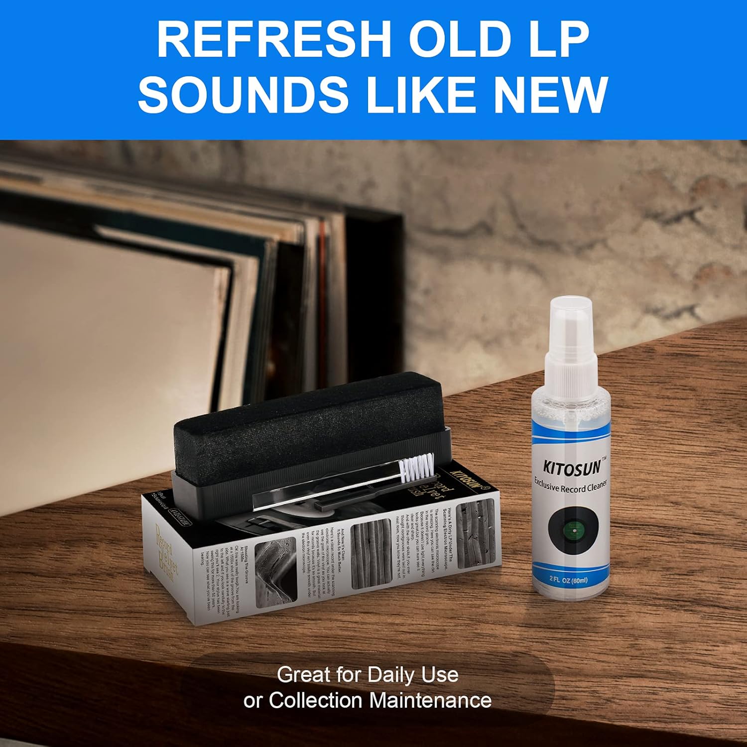Kit limpiador de discos de vinilo, cepillo de terciopelo antiestático con cepillo limpiador de lápiz capacitivo pequeño, 2.0 fl oz, líquido