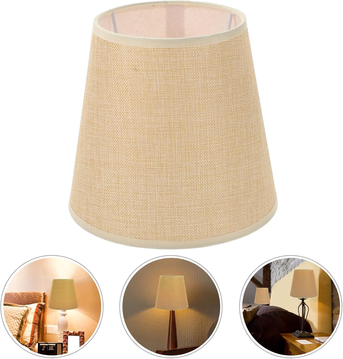 LALAFINA Pantalla pequeña de tela para lámpara de mesa, cubierta de luz de mesa E27, tela de arpillera, reemplazo para lámpara de mesa, lámpara de