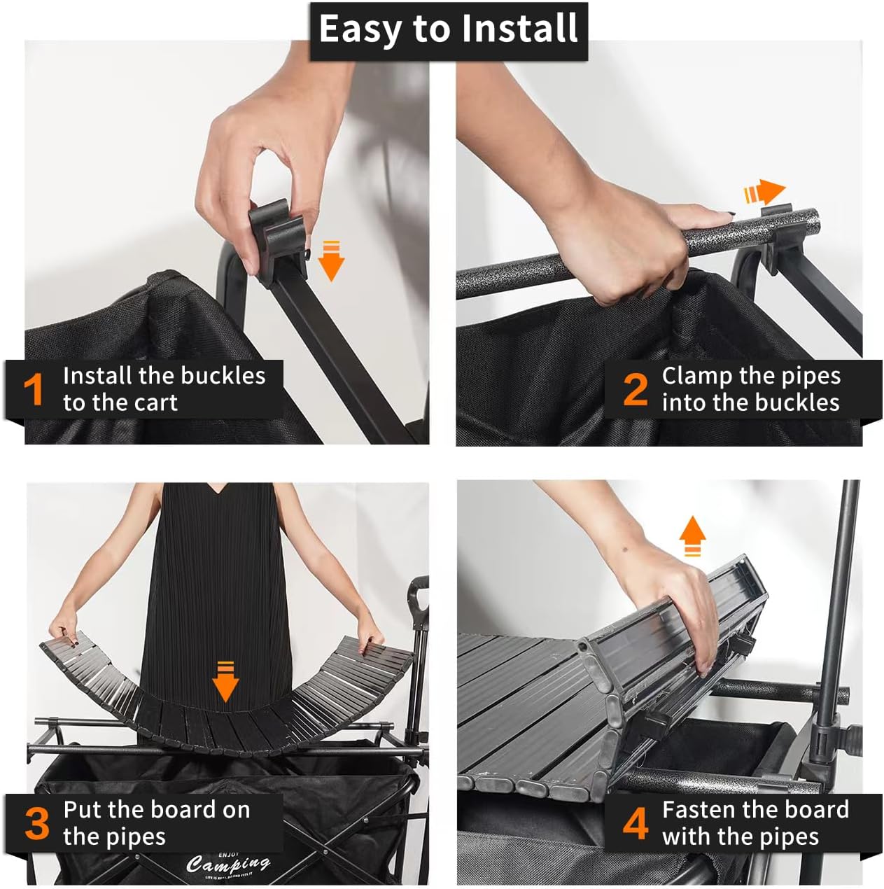 Tablero plegable de acero de aleación de aluminio para carrito de jardín, carrito plegable, tablero de metal plegable resistente para acampar al