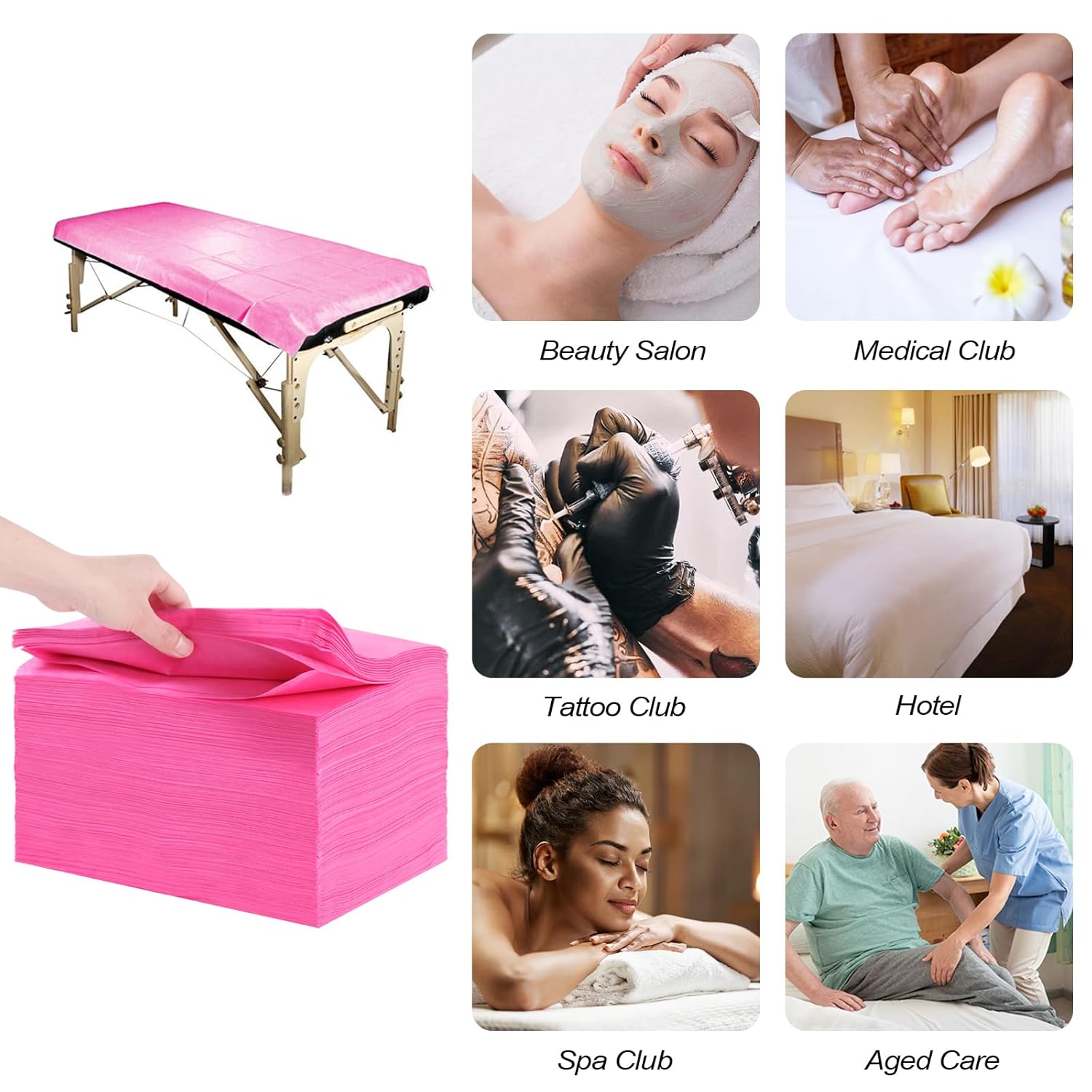 100 sábanas desechables de 31 x 71 pulgadas, impermeables, para mesa de masaje, tela no tejida, para terapia de masaje, tatuajes, salón de belleza,
