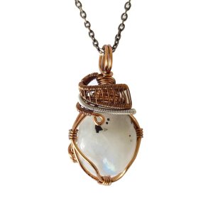 Designs by Nature Gems Handmade Womens Rainbow Moonstone Necklace 24 inch Chain Antique Bronze & White Gold Plated, June Birthstone Designs by Nature Gems Handmade Womens Rainbow Moonstone Necklace 24 inch Chain Antique Bronze & White Gold Plated, June Birthstone