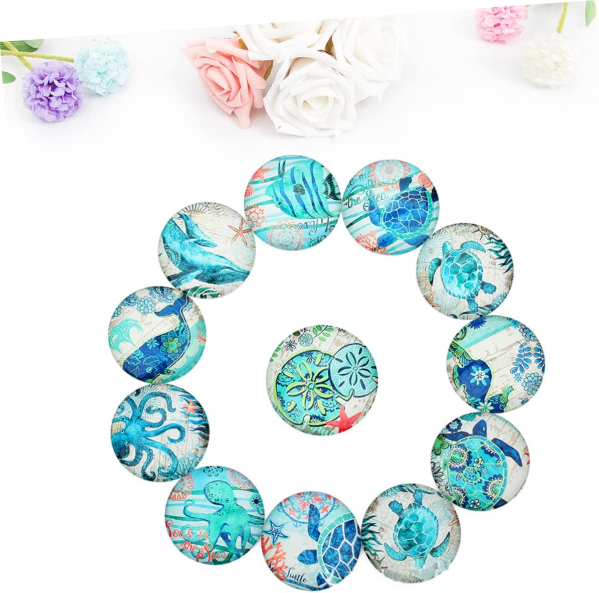 SEWACC Cabujones de cristal con imagen de diamante, cuentas vintage para decoración del hogar, cuentas para joyería, mosaico, cuentas impresas,