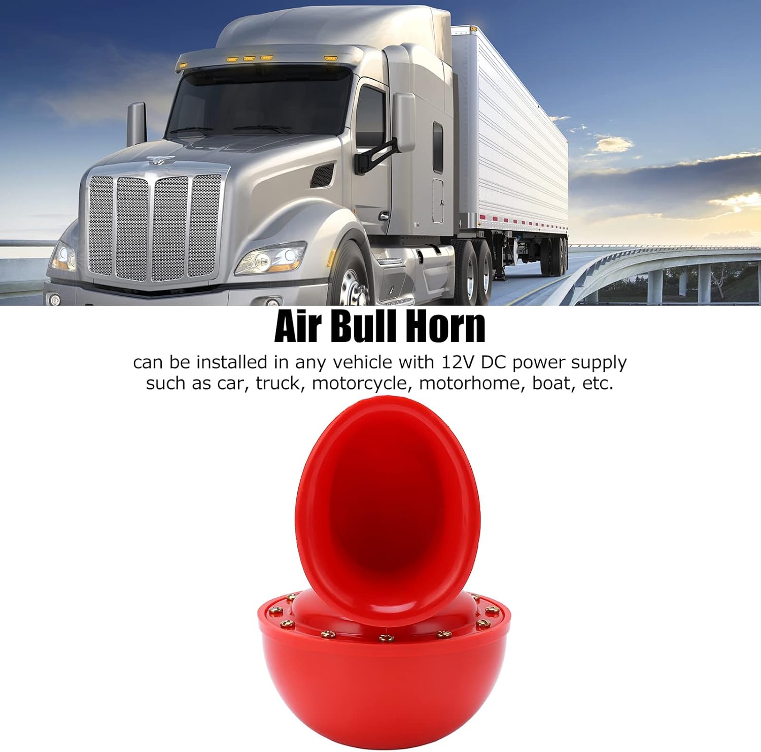Bocina de coche, 12 V 150 db, bocina de aire roja, cuerno de toro eléctrico, bocina de metal con sonido de vaca para camión, tren, barco,