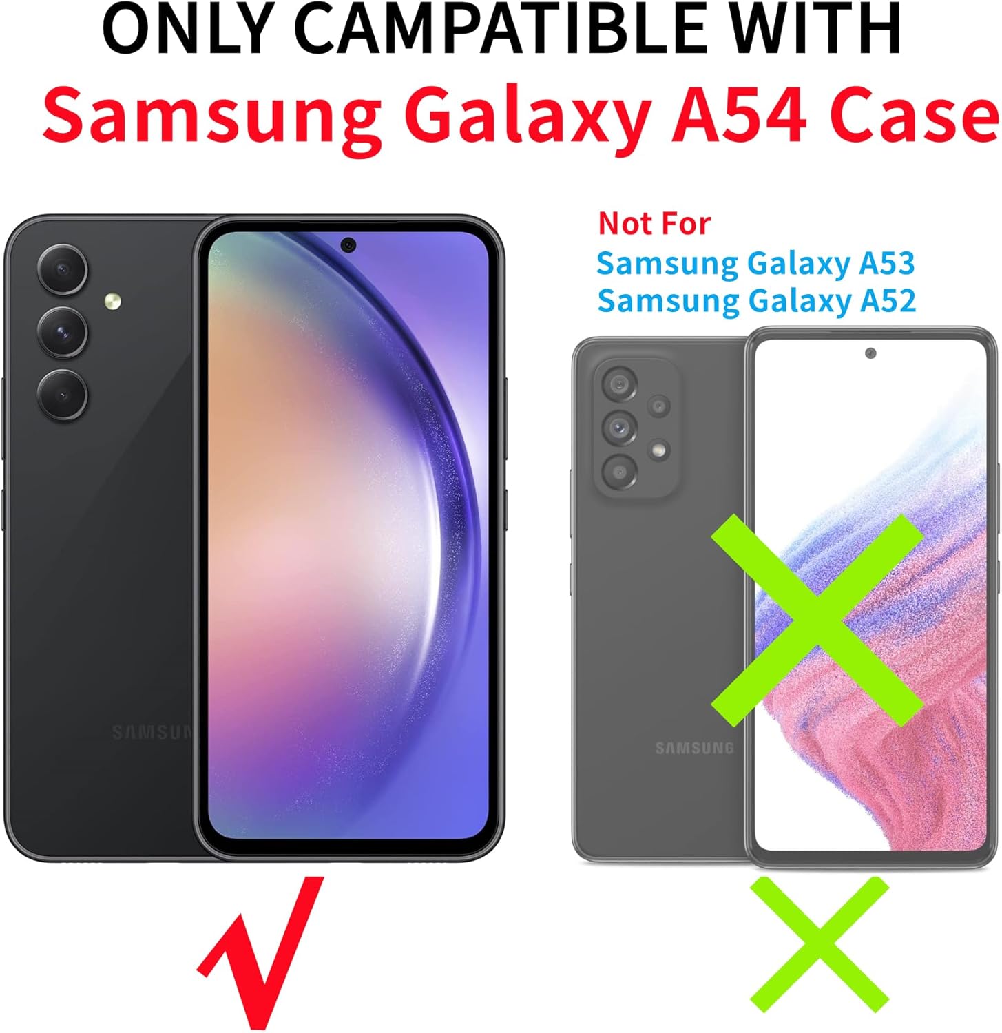 IYTRRYH Funda para Samsung Galaxy A54 5G con 2 protectores de pantalla de vidrio templado, con anillo magnético y cubierta de cámara a prueba de