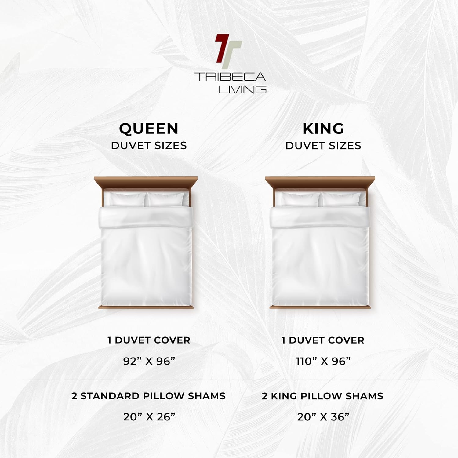 Tribeca Living 300 Thread Count Rayon from Bamboo Oversized Duvet Cover Set King White (BAM300DUVKIWH)