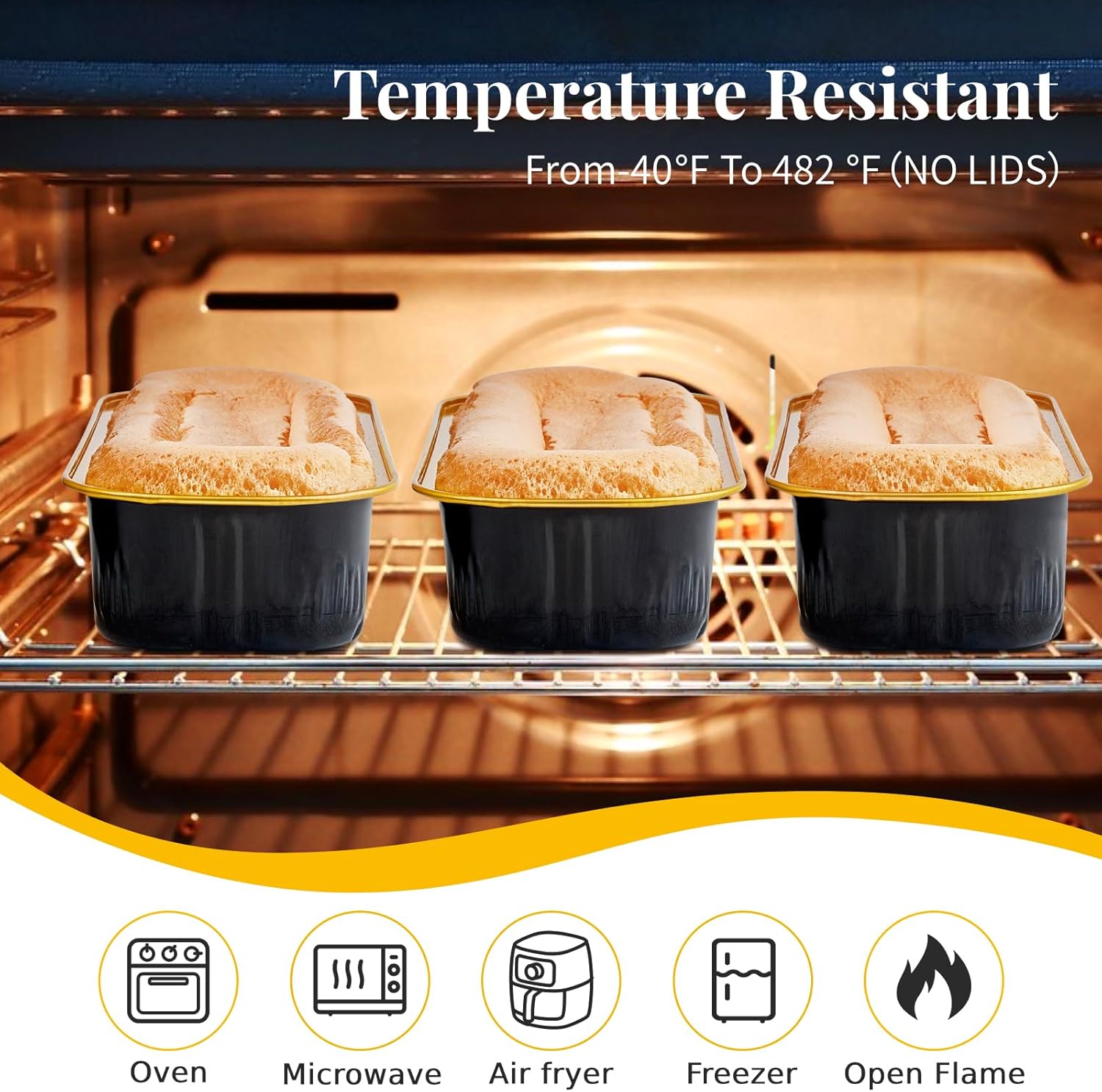 Mini moldes para pan de 6.8 onzas con tapas y tenedores, paquete de 50 recipientes rectangulares de papel de aluminio para hornear pasteles, moldes