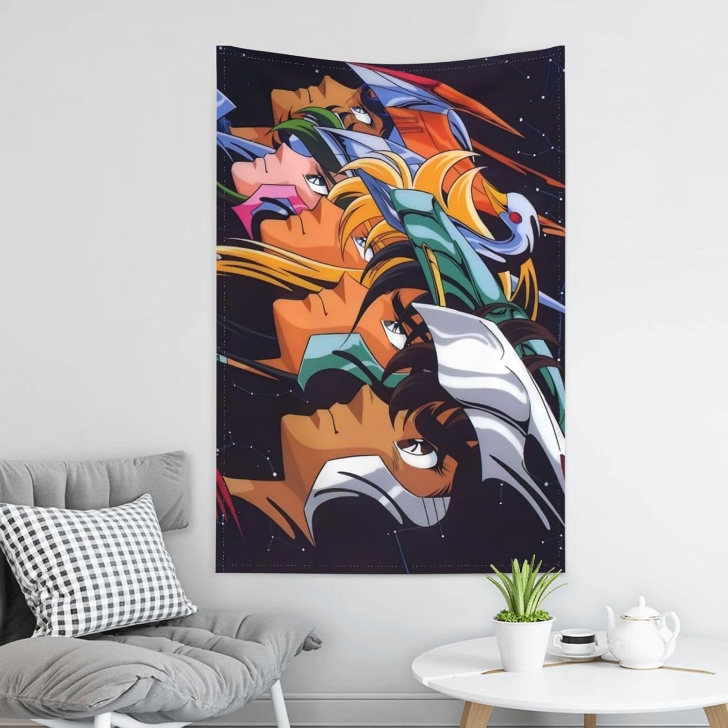 Tapiz de Saint Seiya, para dormitorio, sala de estar, arte para el hogar, franela suave, decoración para colgar, tapiz de 60 x 40 pulgadas