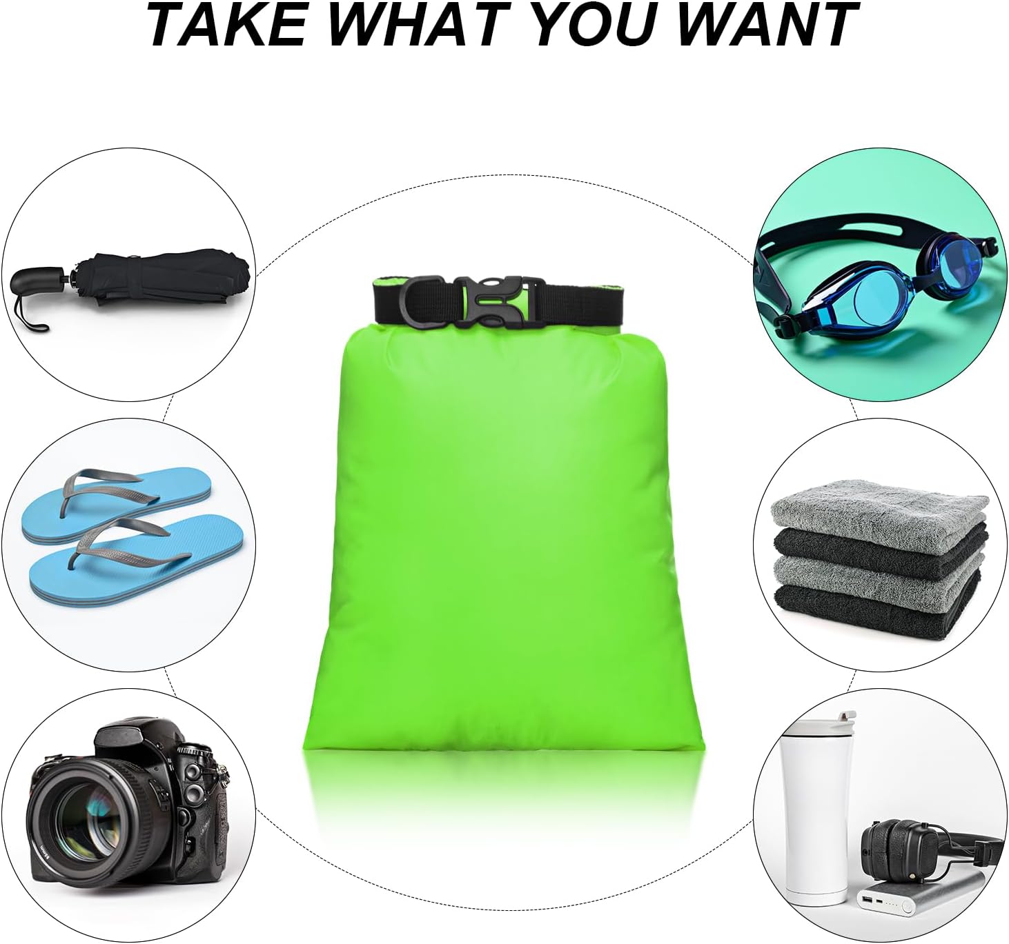 Shappy Juego de bolsas secas impermeables de 15 L+ 8 L +5 L+4 L+3 L+ 2 L y correa de hombro larga ajustable para kayak, rafting, canotaje,