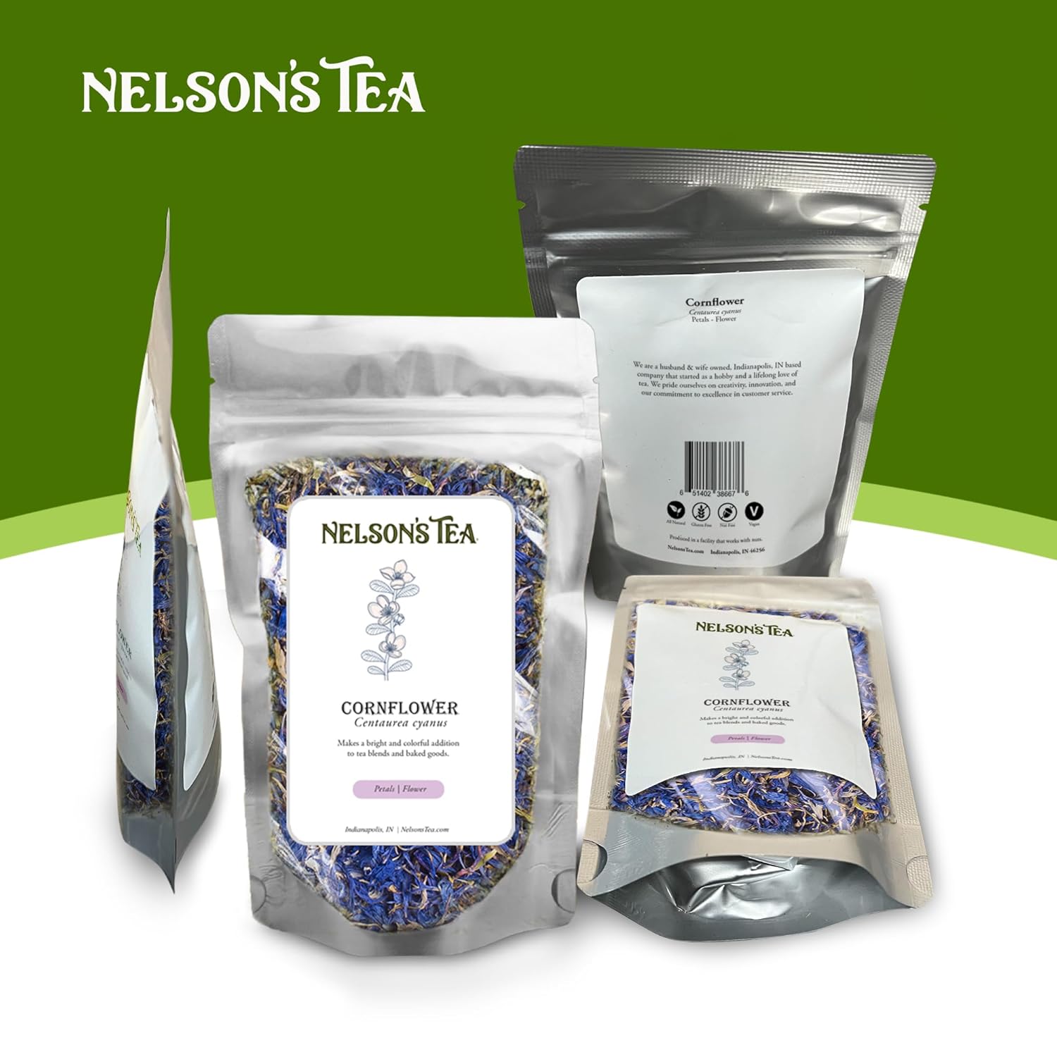 Nelson’s Tea – Pétalos de aciano (Centaurea cyanus) – Pétalos de aciano azules secos – 2 onzas