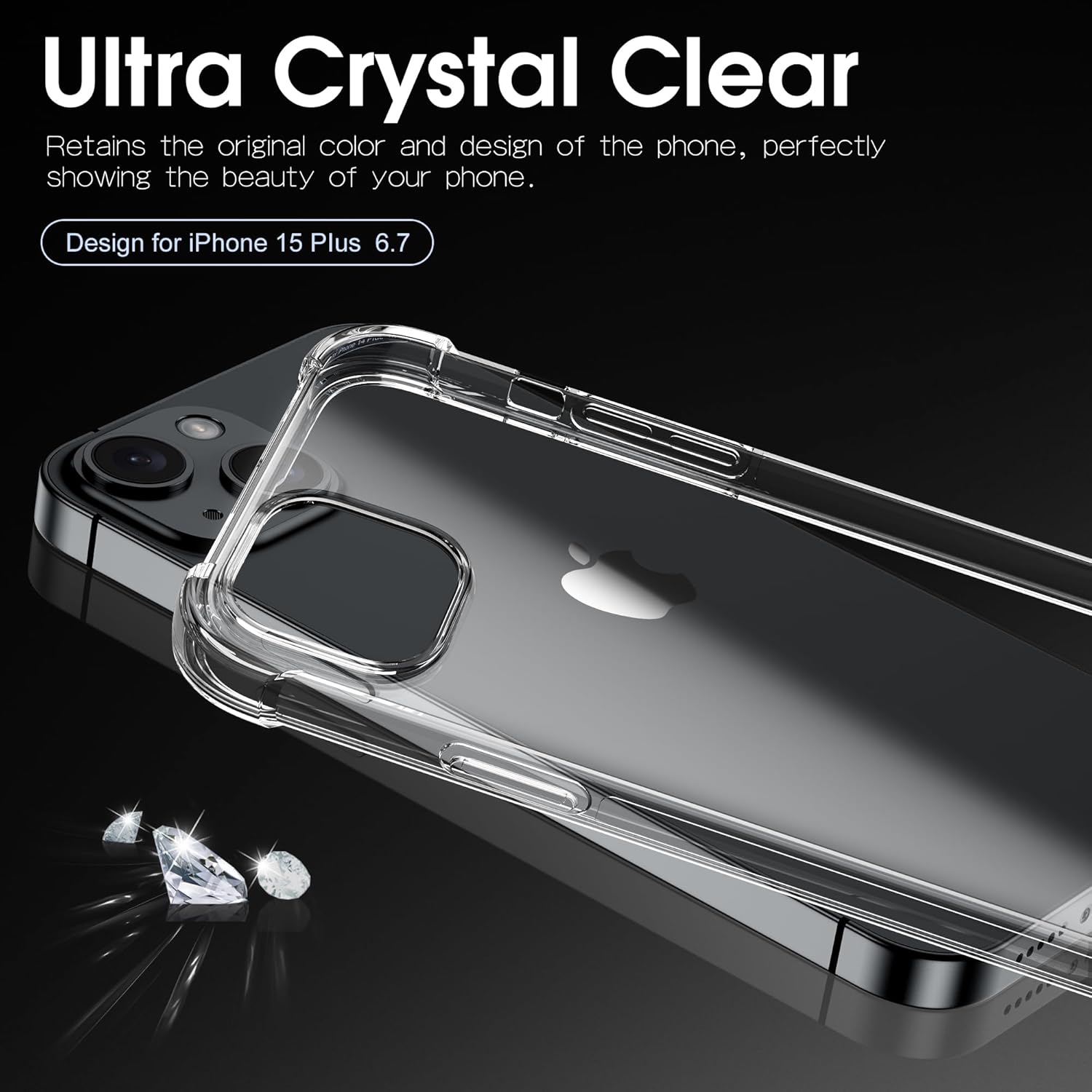 Migeec Funda transparente para iPhone 15 Plus, a prueba de golpes, funda protectora para iPhone 15 Plus, 6.7 pulgadas