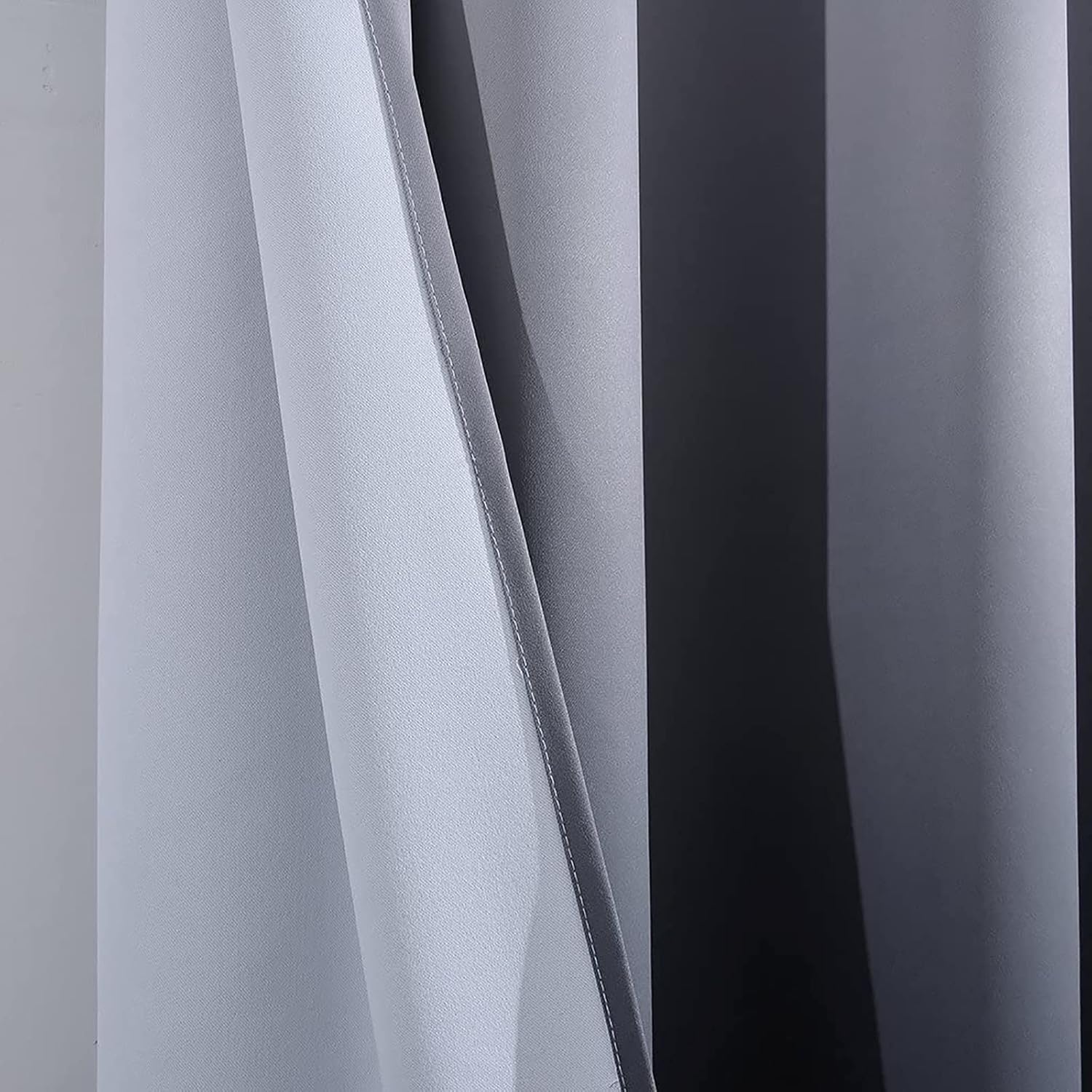Yakamok Cortinas degradadas de 63 pulgadas de largo, con aislamiento térmico, bloqueo de luz, color degradado de blanco grisáceo a negro, cortinas