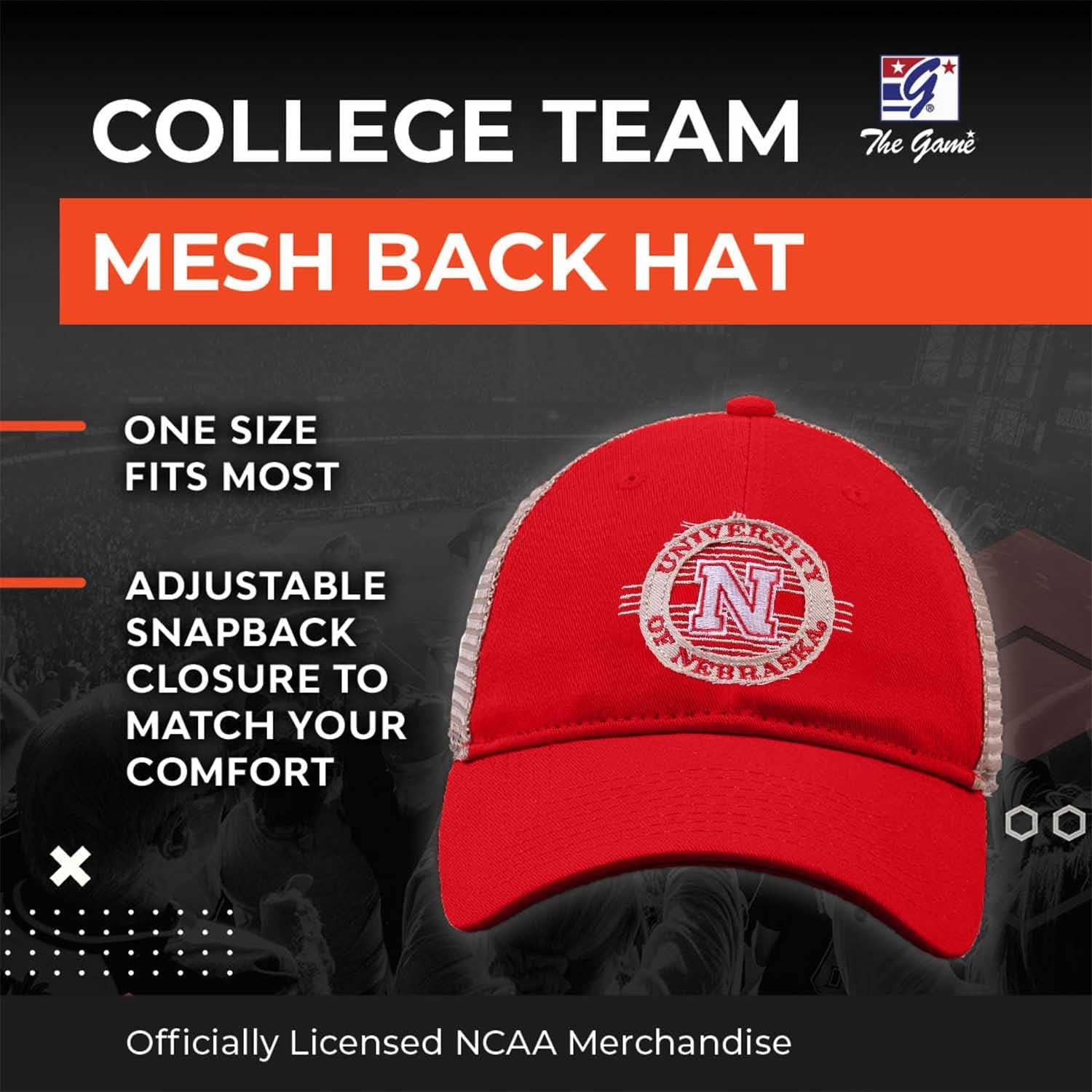 The Game NCAA Snapback – Parche de malla – Comodidad clásica – Tamaño ajustable – Deja que todos sepan a qué equipo apoyas