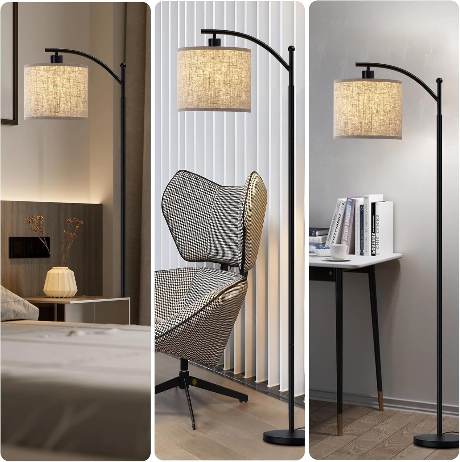 SANGFOR Lámpara de pie para sala de estar con 3 temperaturas de color, lámpara de pie LED para dormitorio, lámpara de pie bohemia para oficina,
