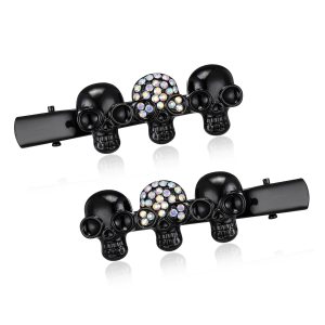 EVER FAITH 2 piezas de accesorios para el cabello de Halloween con cristal austriaco, 4 pinzas para el cabello de calavera, para cosplay, fiesta, EVER FAITH 2 piezas de accesorios para el cabello de Halloween con cristal austriaco, 4 pinzas para el cabello de calavera, para cosplay, fiesta,