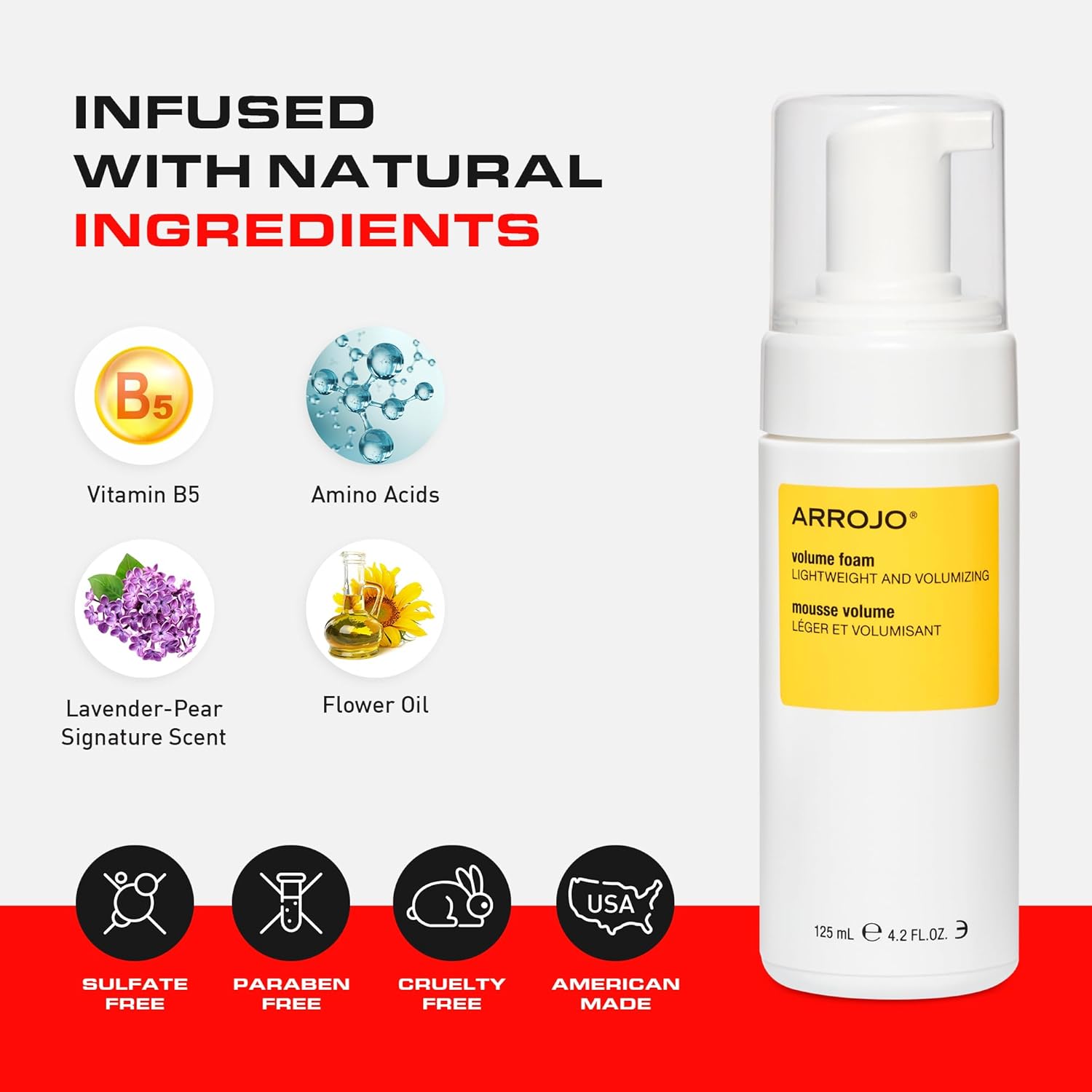 Mousse for Hair Volume – Mousse de espuma para el cabello sin sulfatos y parabenos – Mousse voluminizador para cabello fino con vitamina B5,
