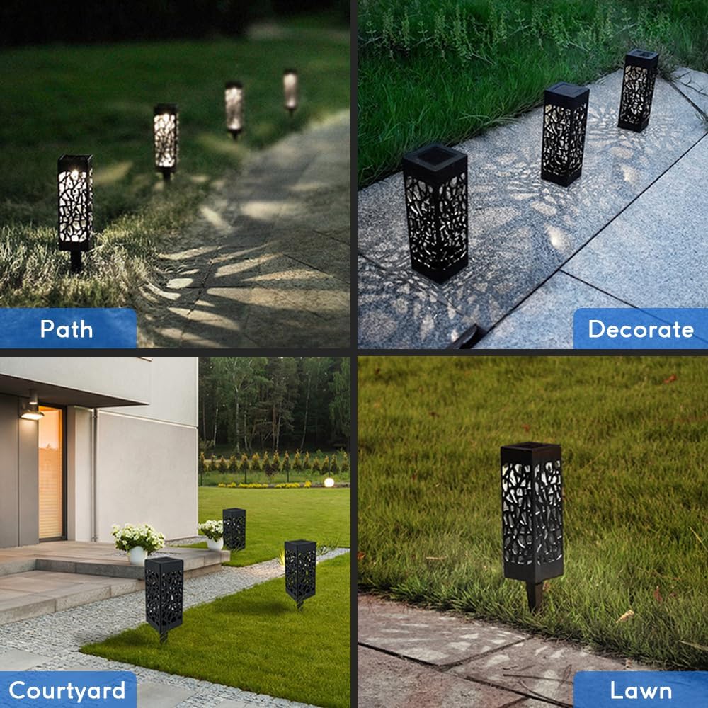 Paquete de 8 luces solares para caminos al aire libre, luces de jardín impermeables para paisaje, luces solares para pasarela al aire libre para