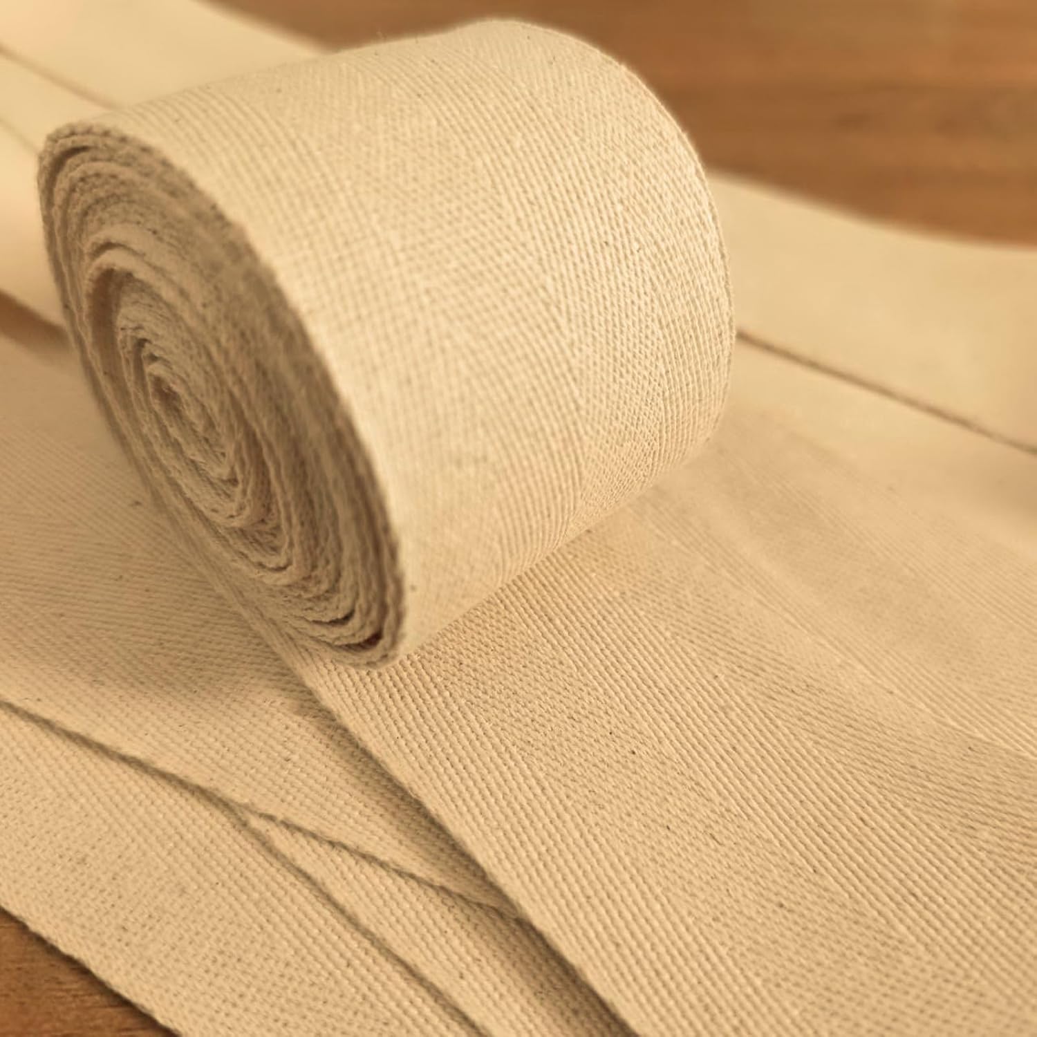 Cinta de sarga de algodón de 2 pulgadas x 5 yardas, cinta de espiga de espiga de color beige natural, cinta, encuadernación ideal para correa,