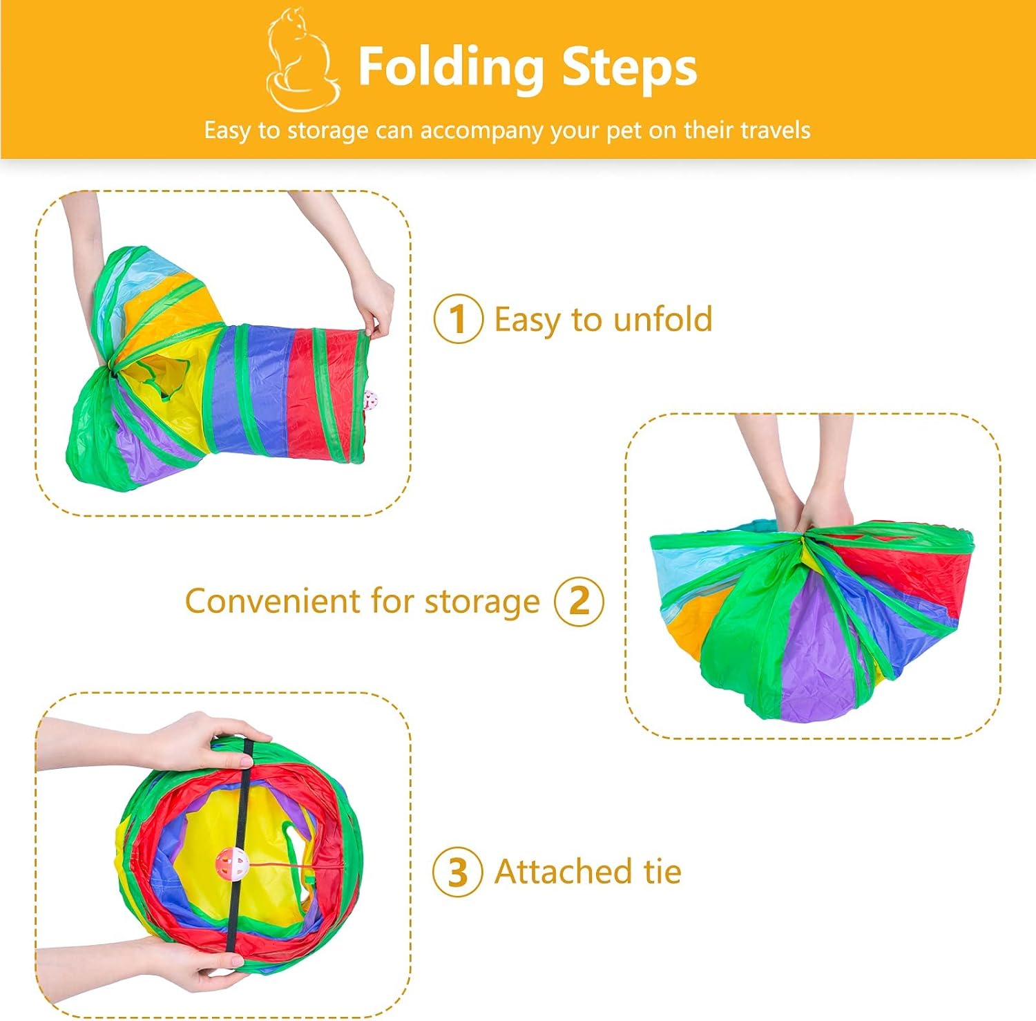 Alicedreamsky Túnel para gatos, tubo plegable con 1 pelota de juego, túneles de gato de 3 vías para gatos de interior, cachorros, gatitos, gatitos,