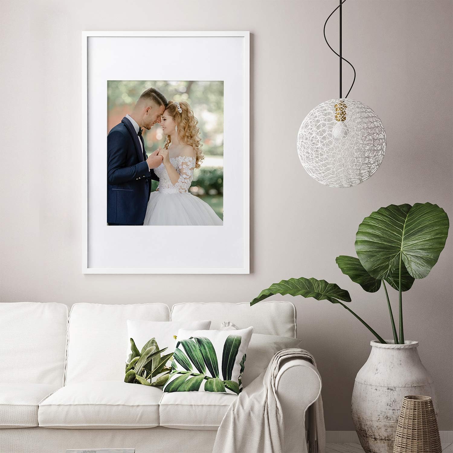 Egofine Marco de fotos de madera maciza de 24 x 36 pulgadas, cubierto de plexiglás mate, para montaje en pared, de 18 x 24 pulgadas, para colgar