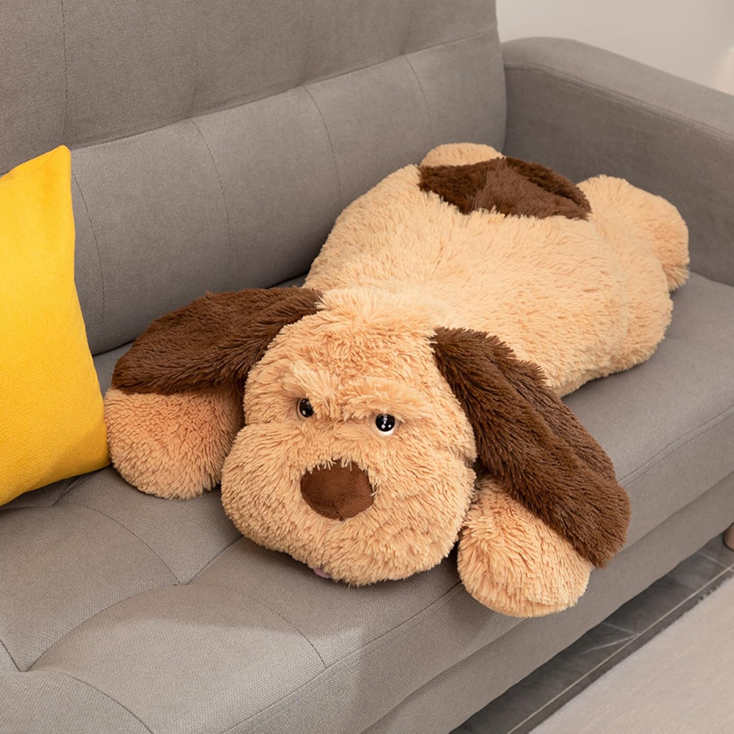 HollyHOME Almohada de felpa suave para perros, regalo para niños, 31 pulgadas, color marrón claro