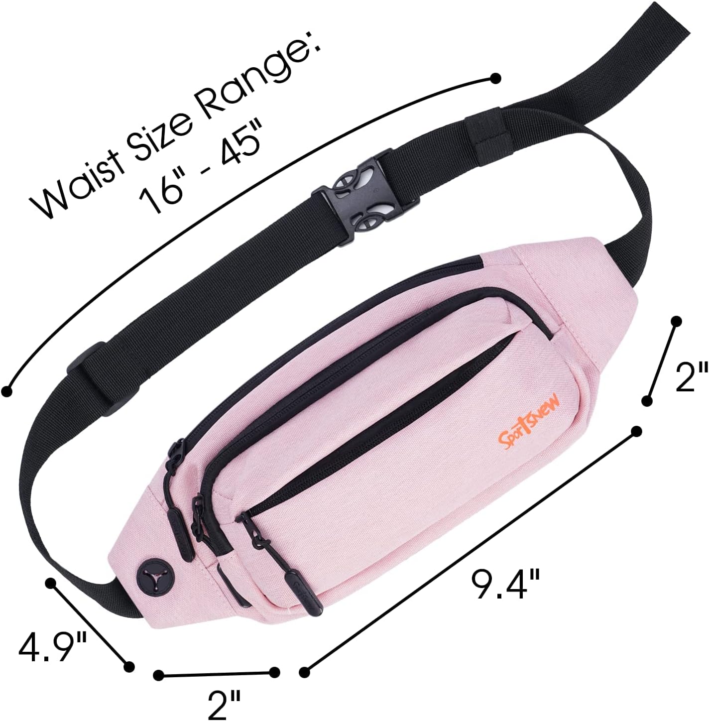 Riñonera grande para hombre con 5 bolsillos con cremallera, bolsa de cintura para correr, deportes, entrenamiento, viajes, Rosado, talla única ,
