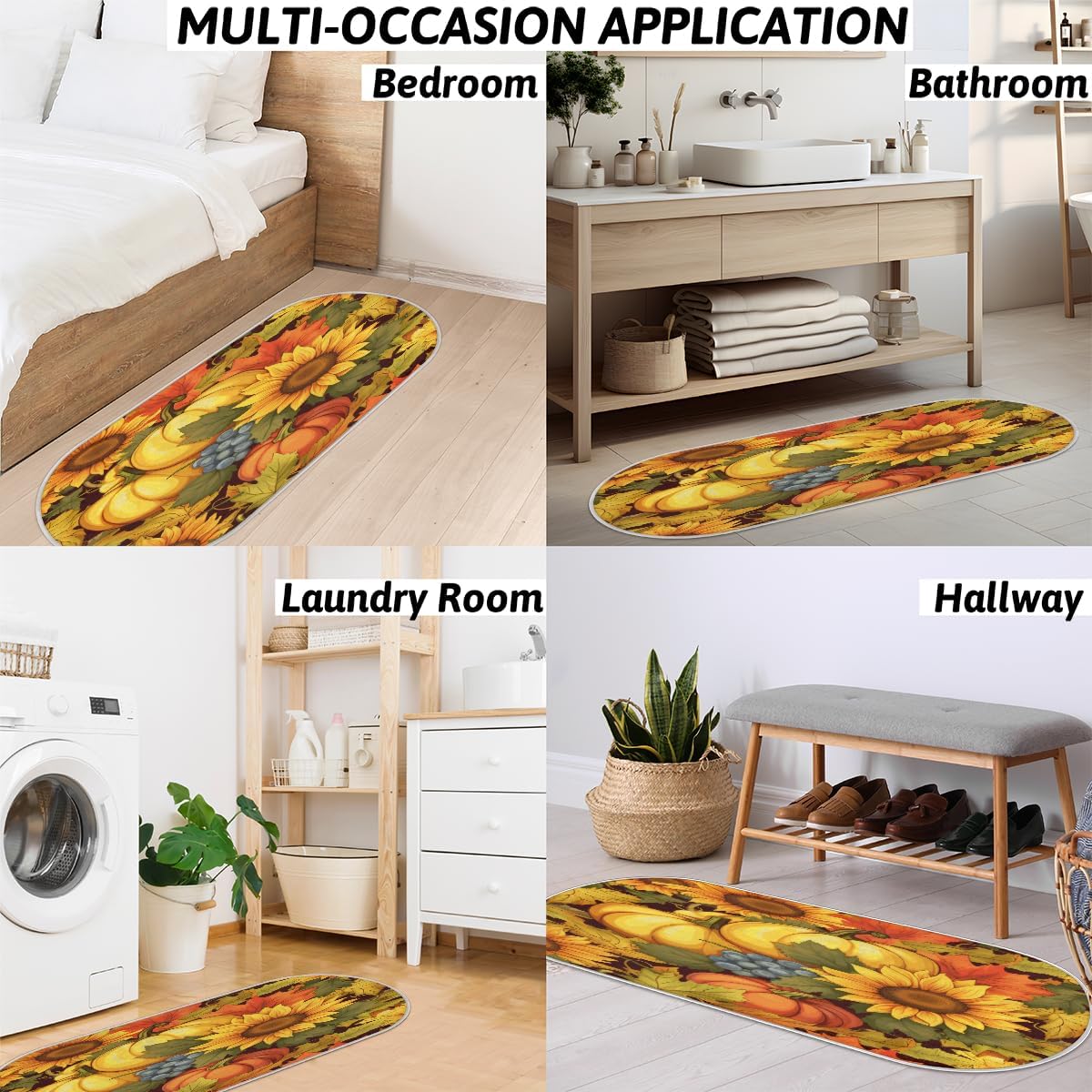 Alfombras de baño antideslizantes de microfibra, con hojas de arce, girasoles y uvas, tapetes de baño de microfibra, absorbentes, lavables a