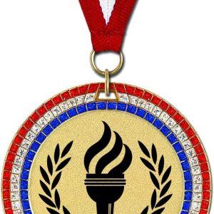 Hodges Badge Company Victoria antorcha medallas oro, plata, y bronce con color rojo, blanco y azul cuello Ribbon- hecho de metal- se venden en Hodges Badge Company Victoria antorcha medallas oro, plata, y bronce con color rojo, blanco y azul cuello Ribbon- hecho de metal- se venden en