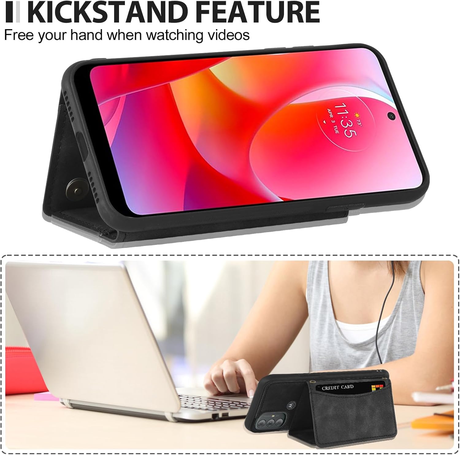 Asuwish Funda para teléfono Motorola Moto G Power 2022MotoG Play 2023G Pure 2021 con protector de pantalla de vidrio templado y soporte para tarjeta