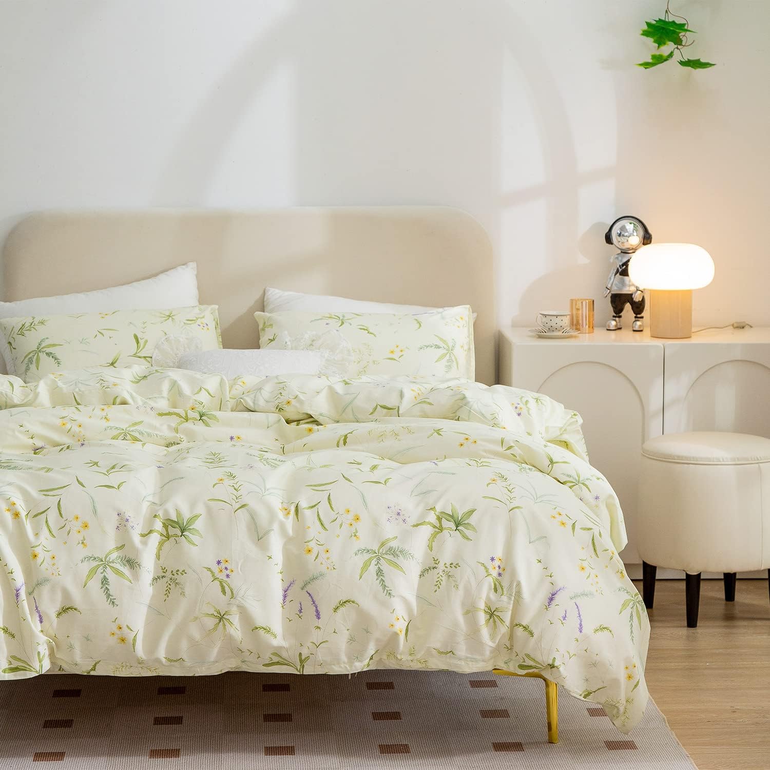 Juego de funda de edredón tamaño individual de algodón floral, 100% algodón, elegante, floral, juego de ropa de cama individual de 3 piezas, color