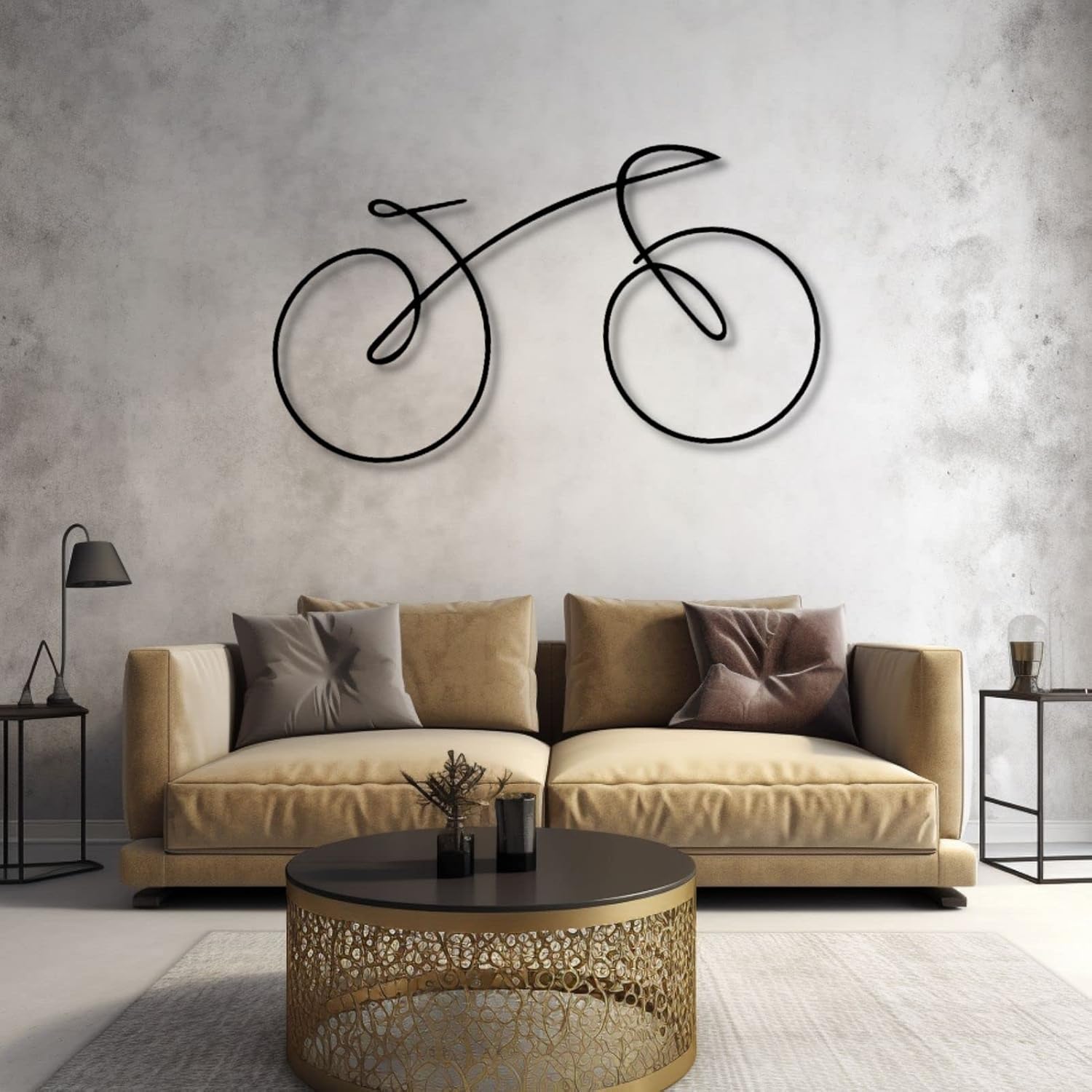 Arte de pared de metal, arte geométrico de bicicleta, decoración de ciclista, arte de pared de motociclista, letrero de línea metálica, decoración