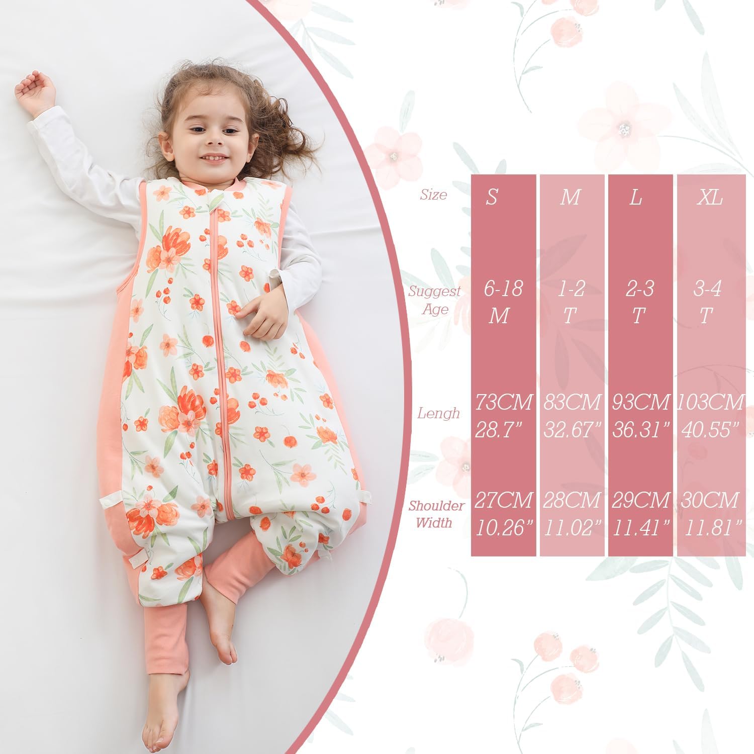 Saco de dormir para bebé de invierno con pies 2.5 TOG 100% algodón manta portátil con piernas Saco de dormir sin mangas para niños recién nacidos