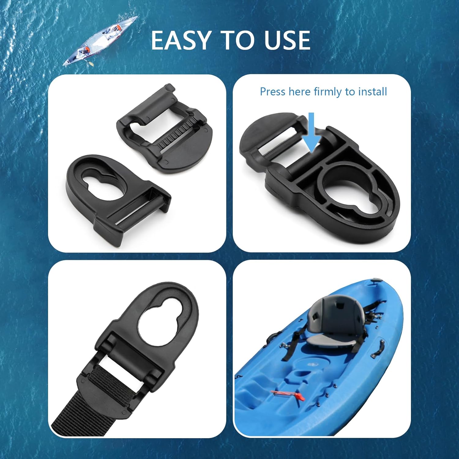 Clip de reparación de asiento de kayak, kit de repuesto de clips de asiento de kayak, ganchos de asiento de repuesto para kayak, kit de reparación