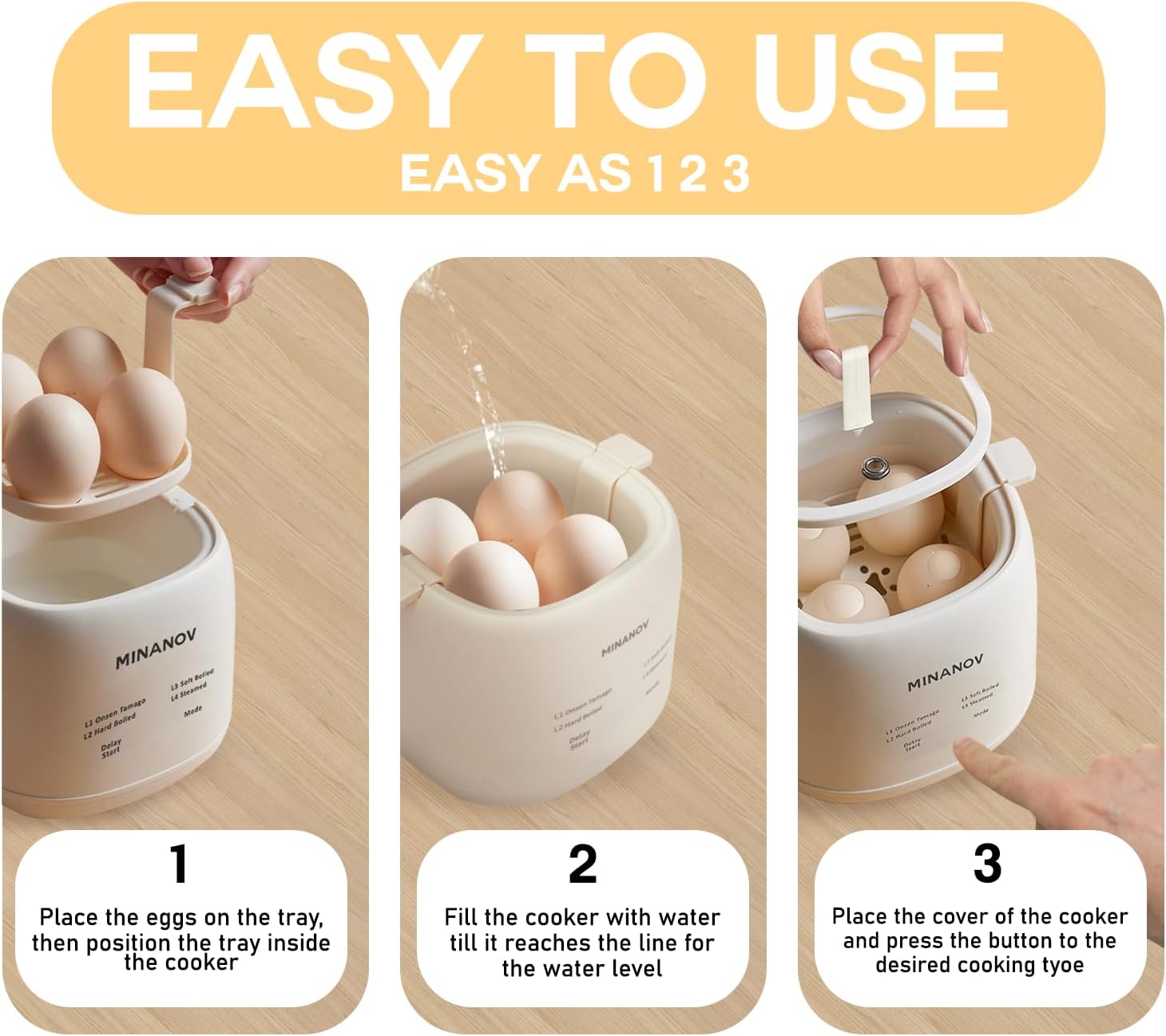 Máquina para hacer huevos  Olla eléctrica para huevos con apagado automático y alarma, máquina para hacer huevos duros, hervidos suaves, al vapor,