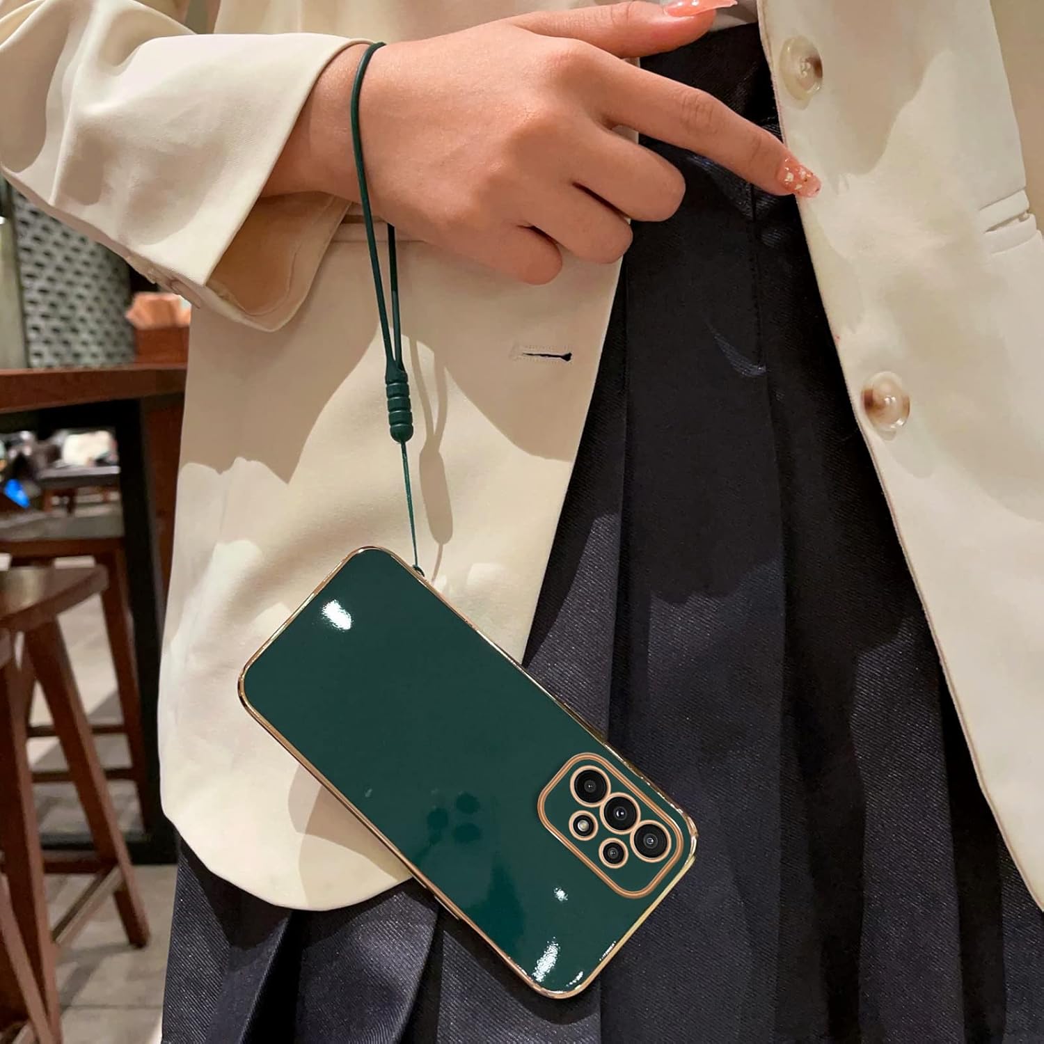 Funda para Galaxy A23 5G, Samsung A23 5G (no para A23 5G UW) para mujeres galvanoplastia, bonita estética de lujo, a la moda, cámara completa,