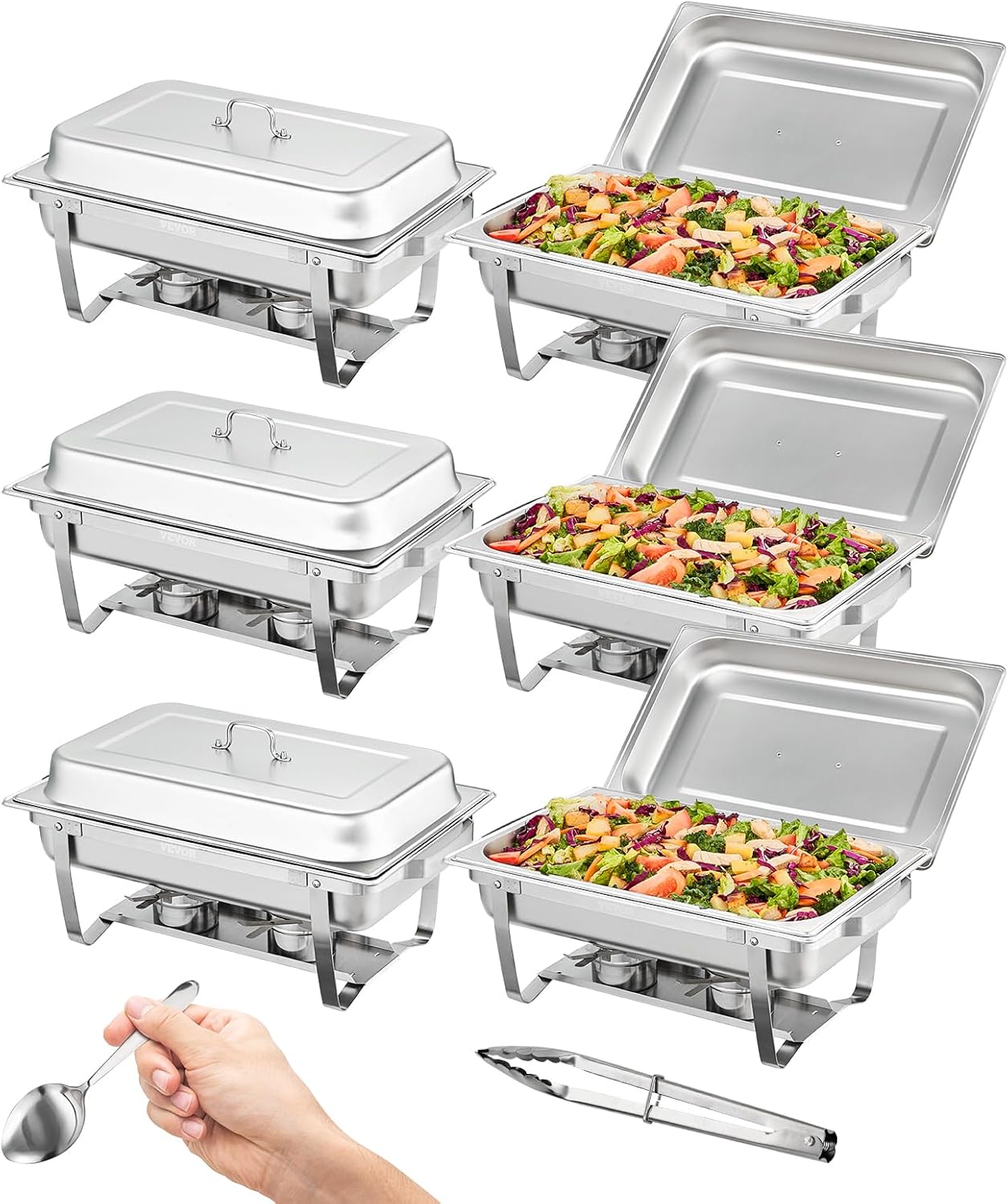 VEVOR Juego de bufé de platos para rozar, 6 paquetes, plateado