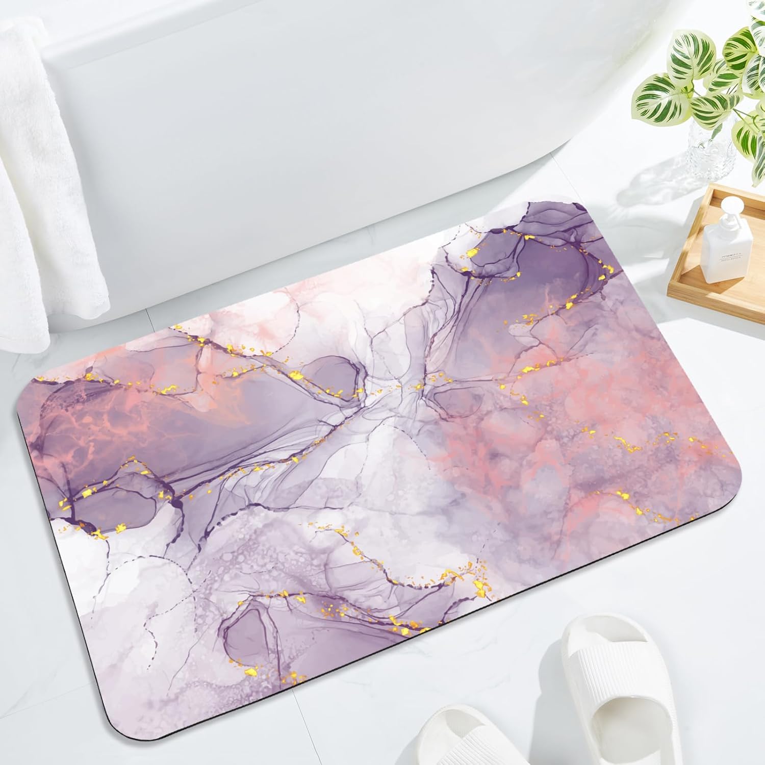 Gibelle Alfombra de baño súper absorbente, de secado rápido, delgada, para debajo de la puerta, parte trasera de goma antideslizante, para frente de